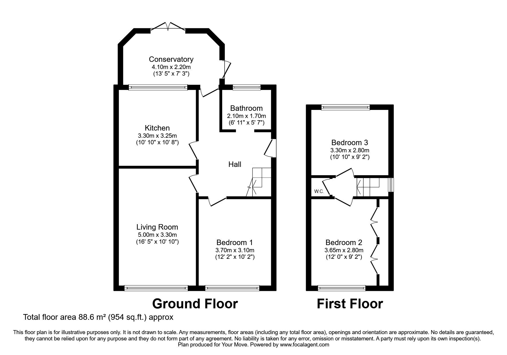 Floorplan of 3 bedroom Detached House for sale, Forest Close, Annesley Woodhouse, Nottingham, NG17