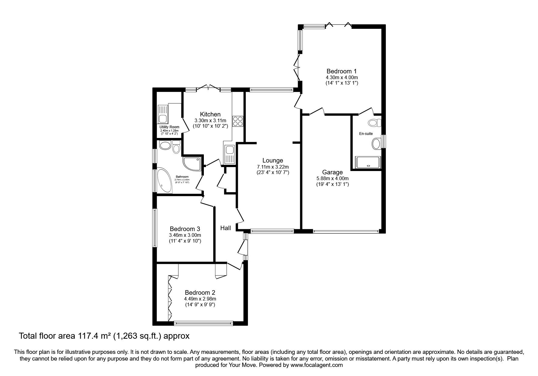 Floorplan of 3 bedroom Detached Bungalow for sale, Chatsworth Drive, Mansfield, Nottinghamshire, NG18