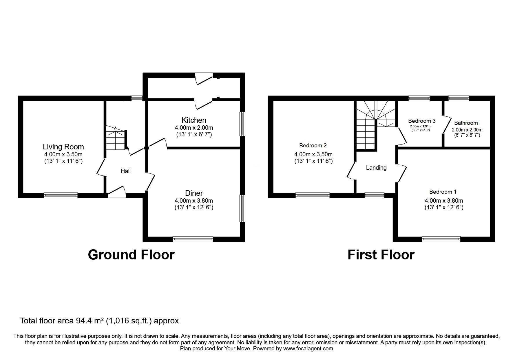 Floorplan of 3 bedroom Detached House for sale, Forest Road, Kirkby-in-Ashfield, Nottinghamshire, NG17