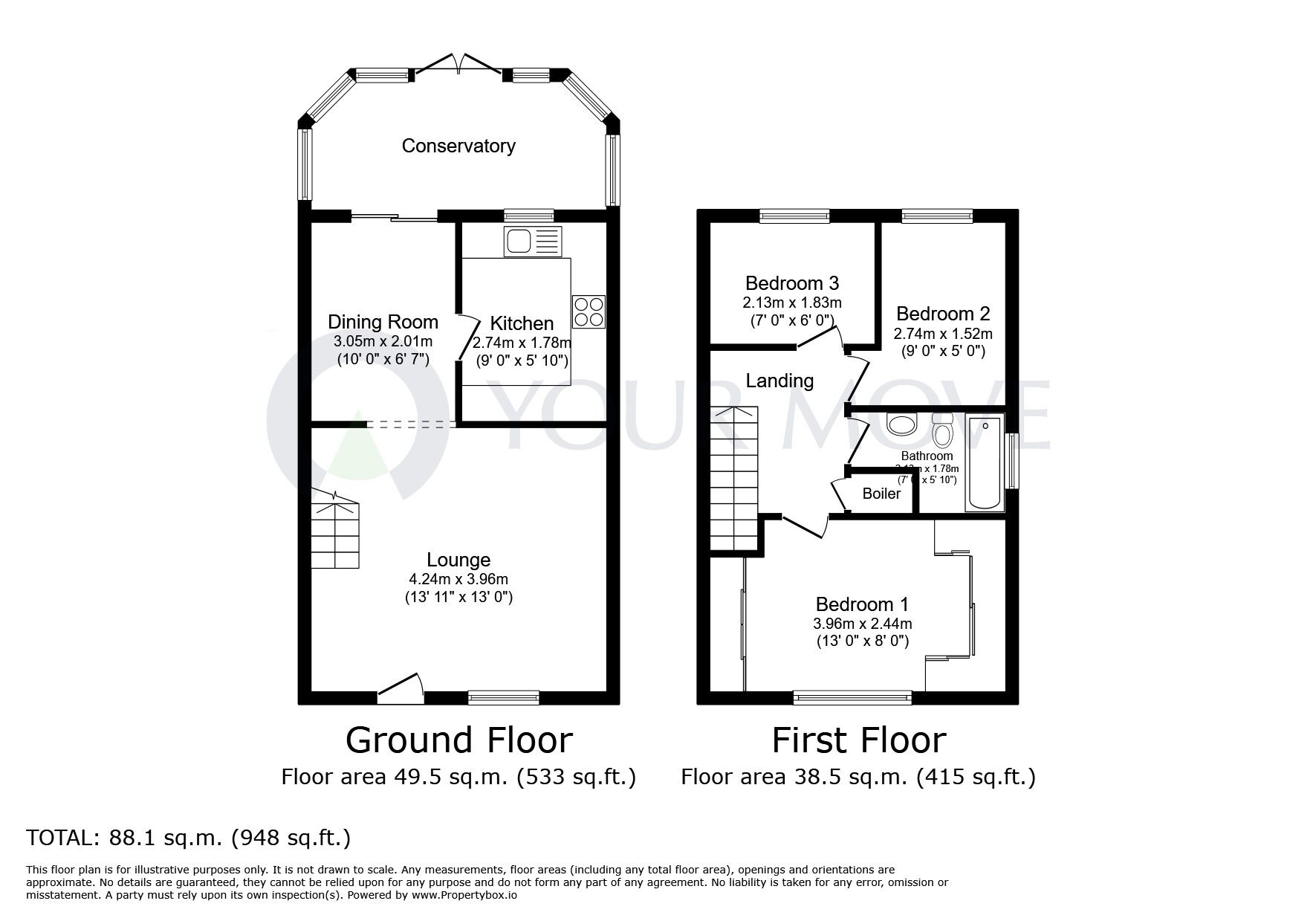 Floorplan of 3 bedroom Semi Detached House for sale, Carnoustie Close, Kirkby-in-Ashfield, Nottinghamshire, NG17