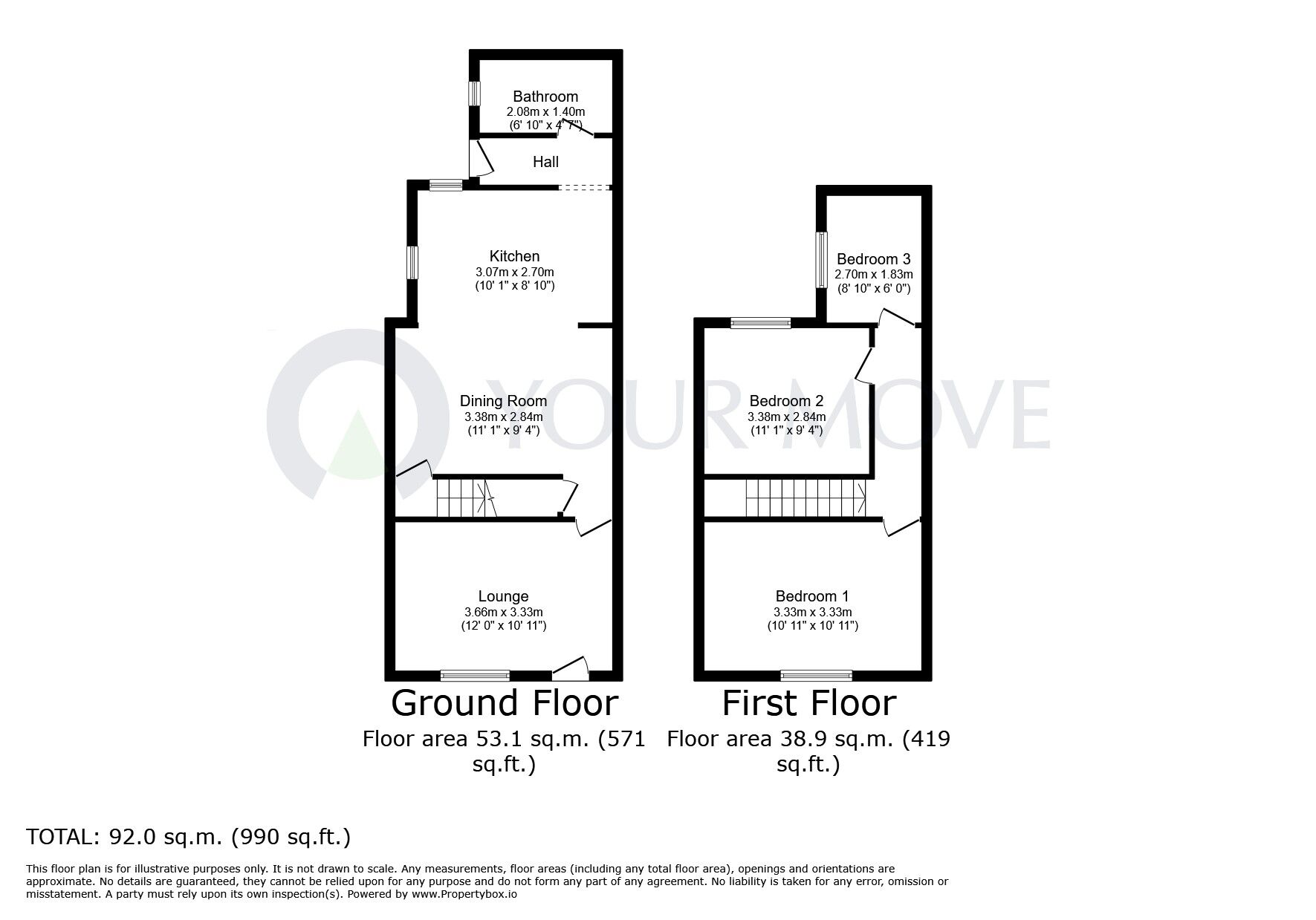 Floorplan of 3 bedroom Mid Terrace House for sale, Station Road, Selston, Nottinghamshire, NG16