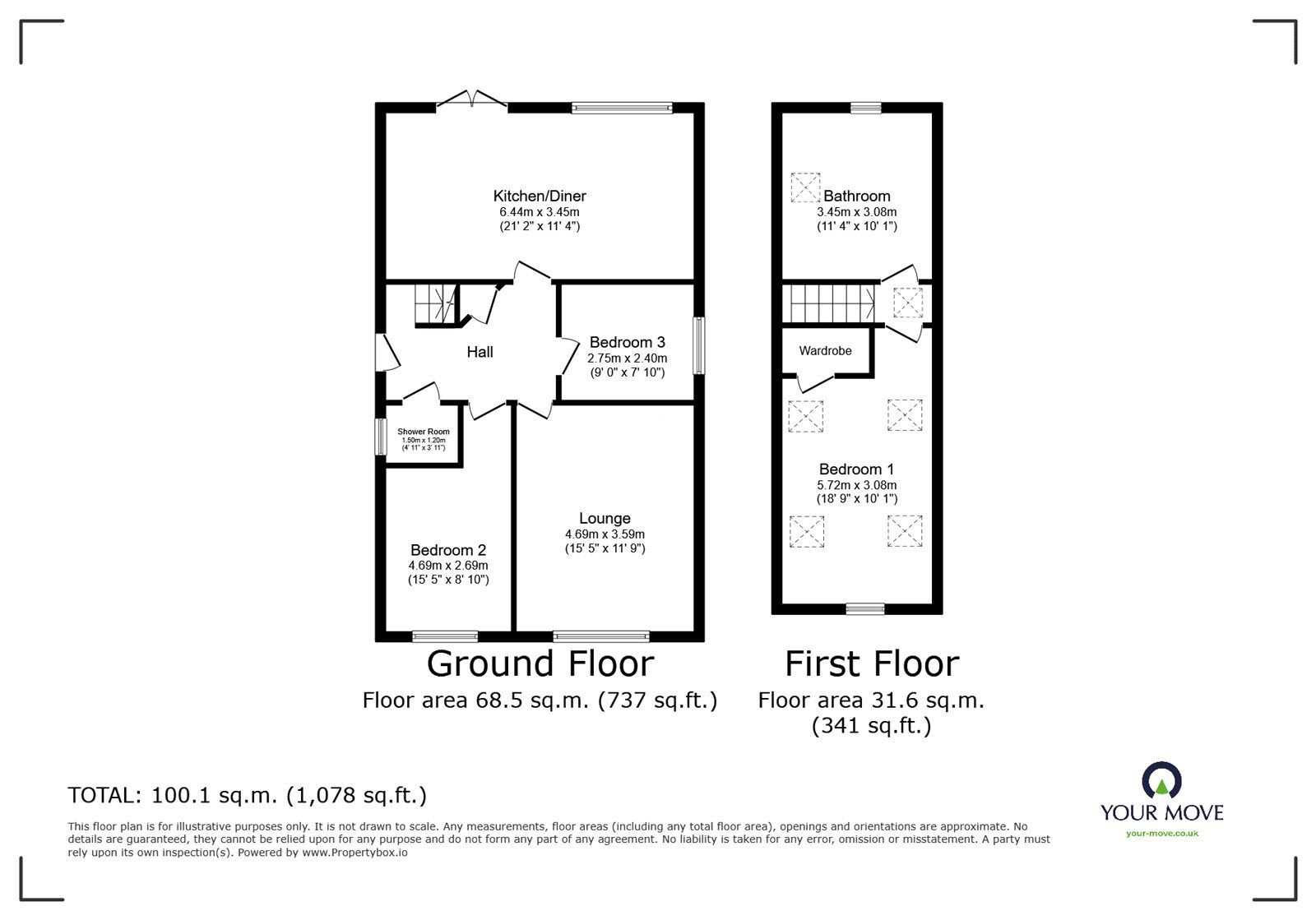 Floorplan of 3 bedroom Detached Bungalow for sale, Bourne Avenue, Kirkby-in-Ashfield, Nottinghamshire, NG17