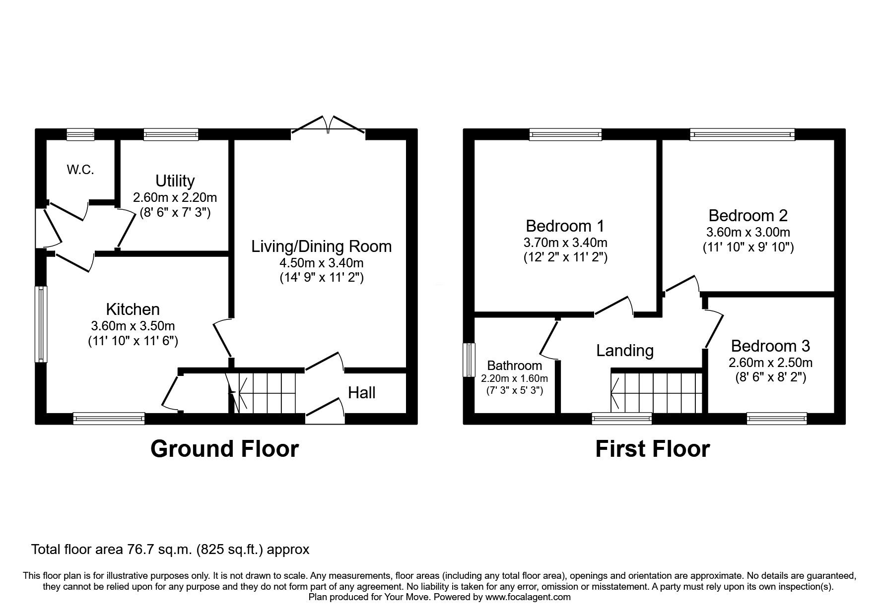 Floorplan of 3 bedroom Semi Detached House for sale, Portland Road, Selston, Nottinghamshire, NG16