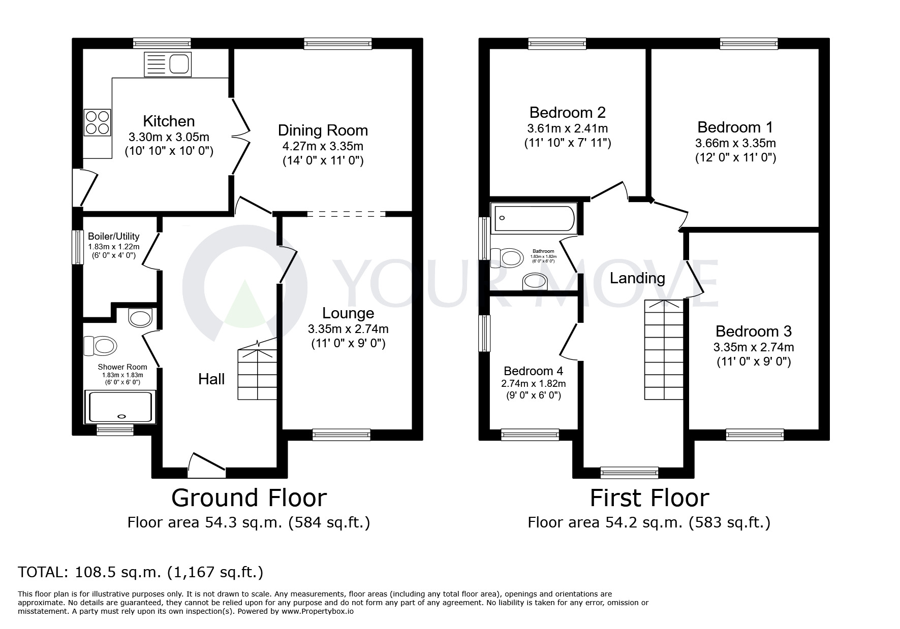 Floorplan of 4 bedroom Semi Detached House for sale, Alexandra Street, Kirkby-in-Ashfield, Nottinghamshire, NG17