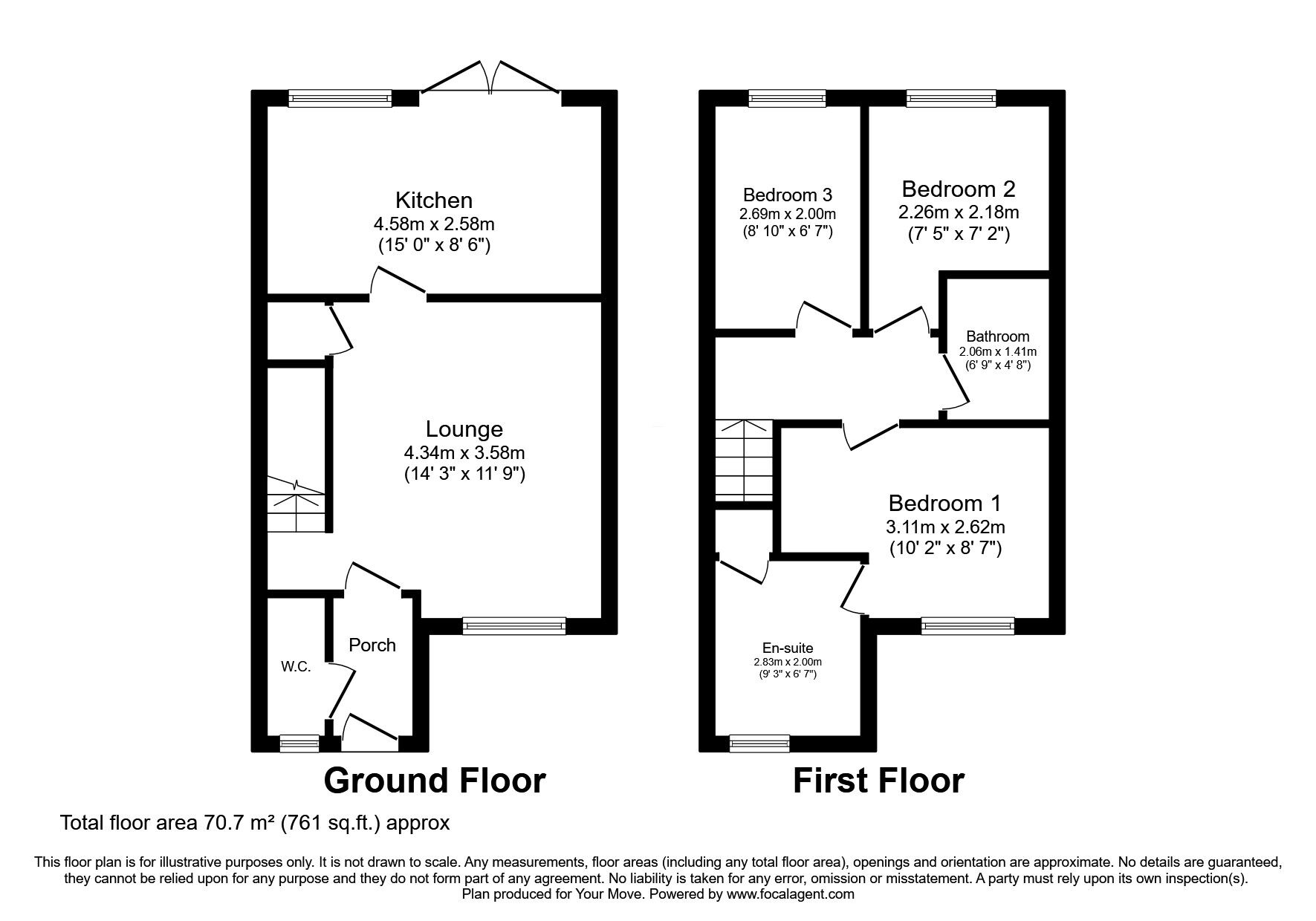 Floorplan of 3 bedroom Mid Terrace House for sale, Phoenix Rise, Pleasley, Nottinghamshire, NG19