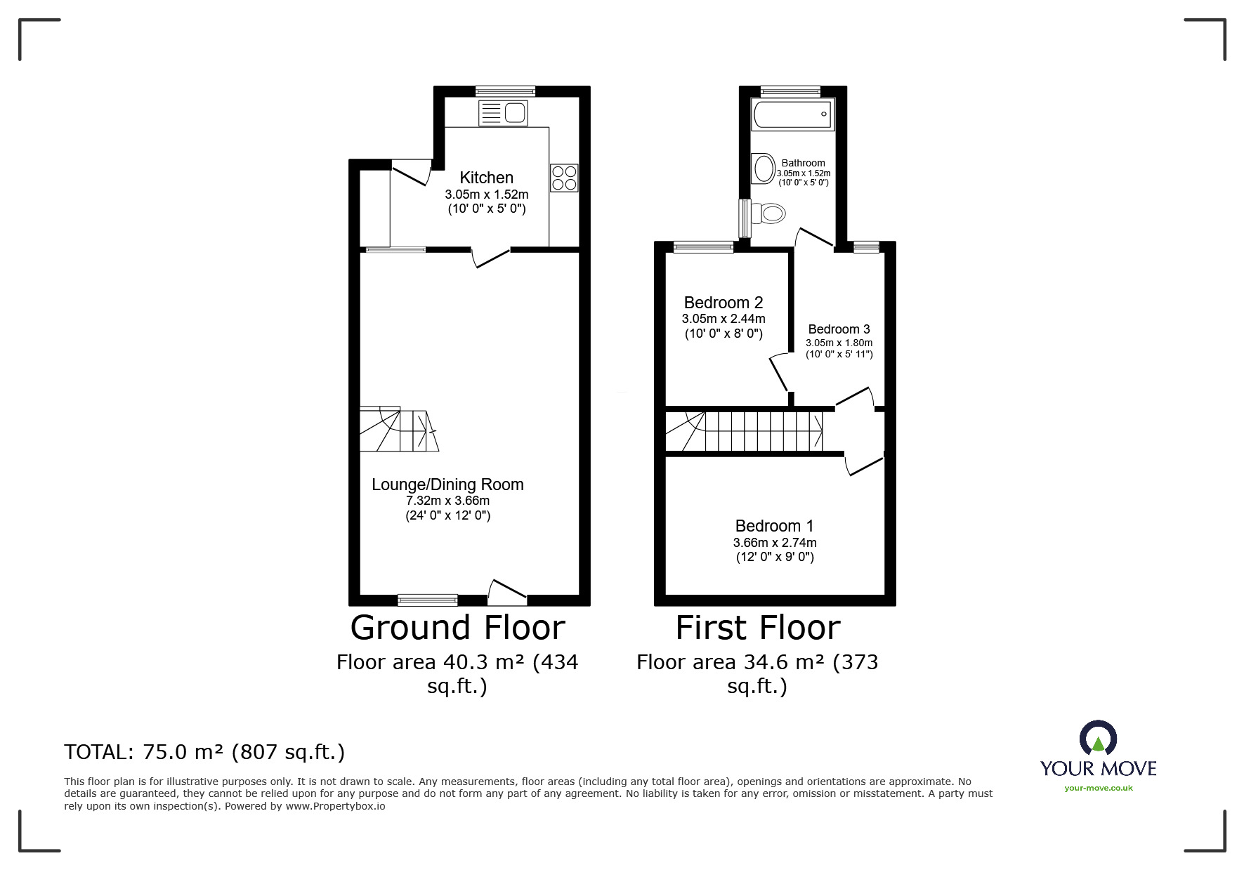 Floorplan of 2 bedroom Mid Terrace House for sale, Fox Street, Kirkby-in-Ashfield, Nottinghamshire, NG17