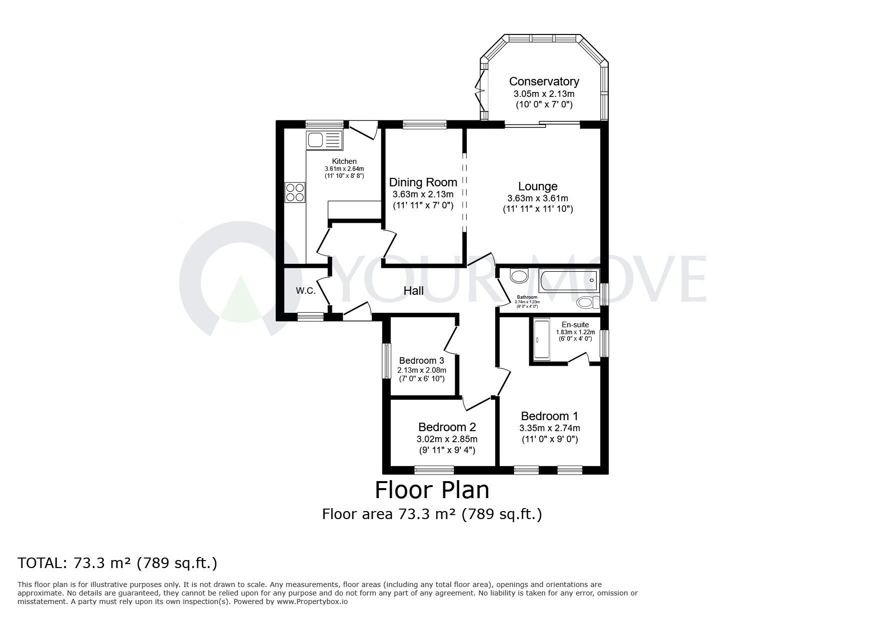 Floorplan of 3 bedroom Detached Bungalow for sale, Priory Grove, Kirkby-in-Ashfield, Nottinghamshire, NG17