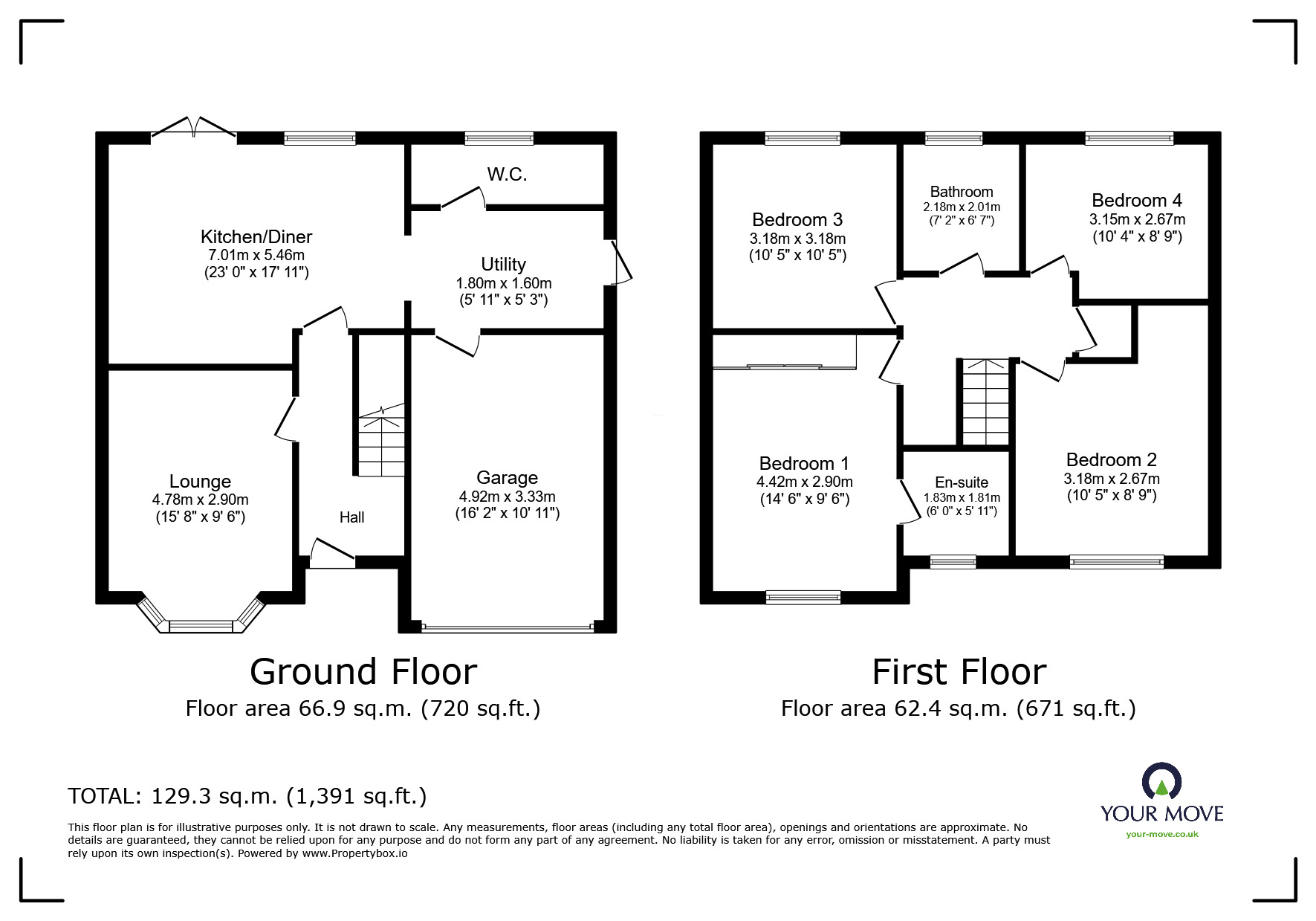 Floorplan of 4 bedroom Detached House for sale, Canberra Crescent, Hucknall, Nottinghamshire, NG15