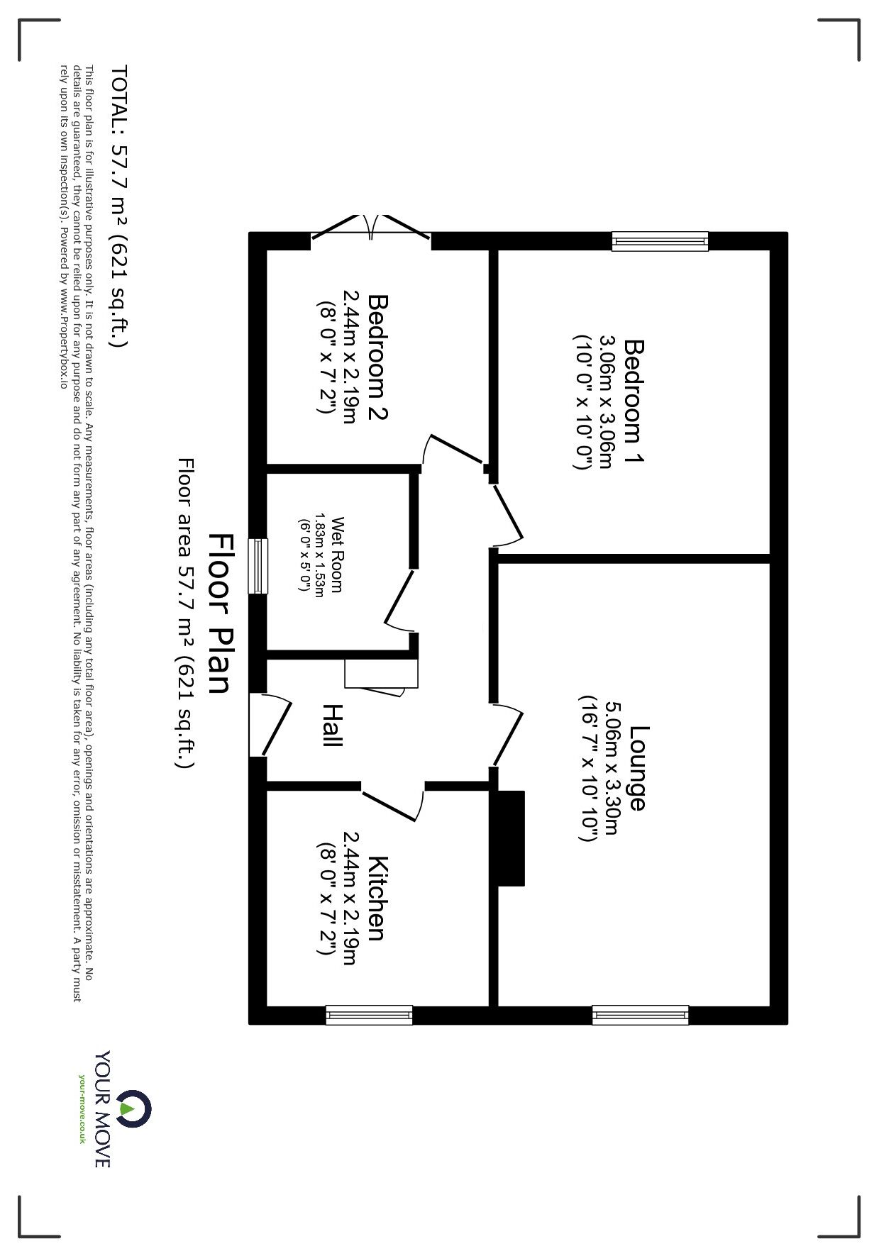 Floorplan of 2 bedroom Detached Bungalow for sale, The Copse, Sutton-in-Ashfield, Nottinghamshire, NG17