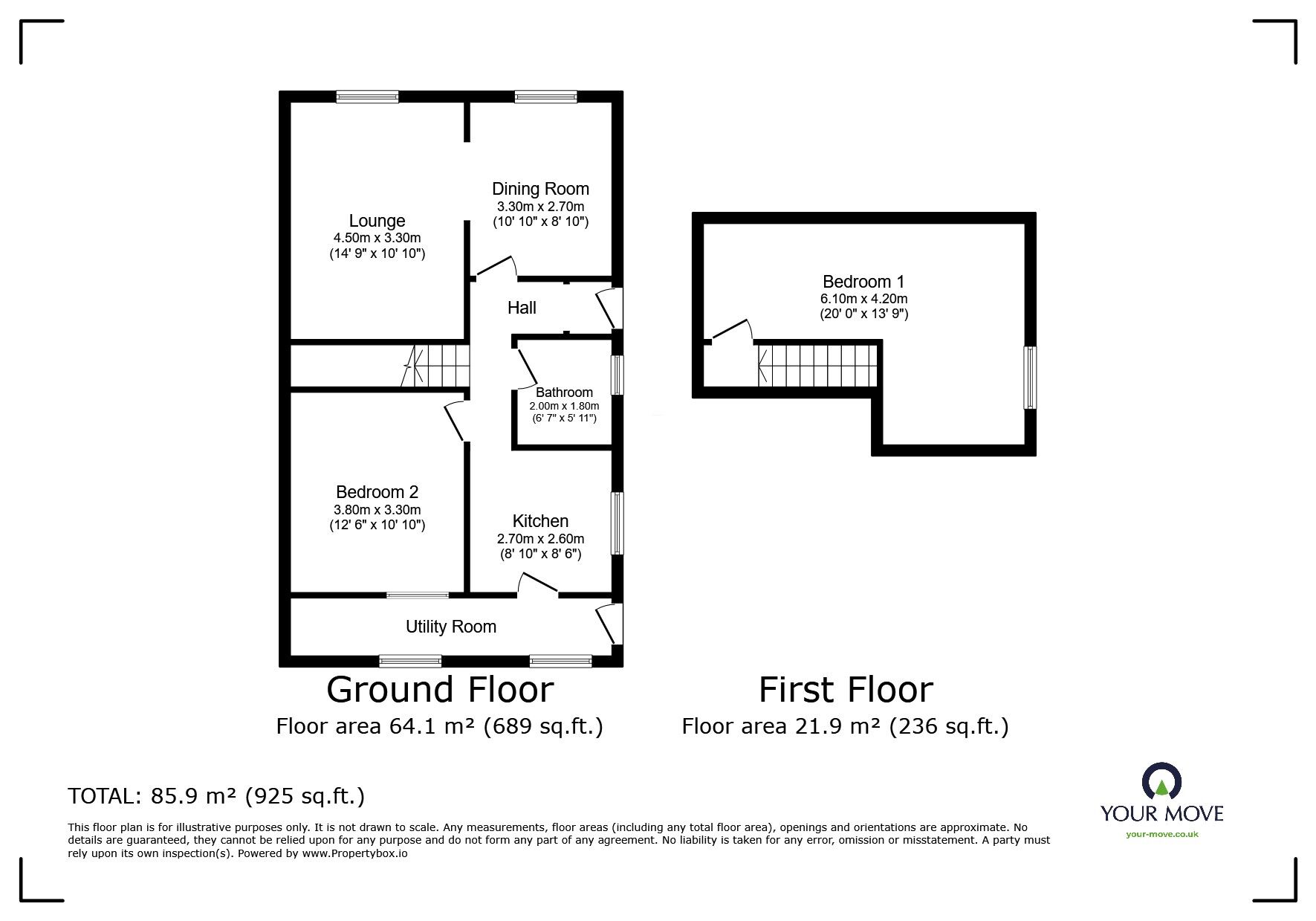 Floorplan of 3 bedroom Semi Detached Bungalow for sale, Mill Croft, Sutton-in-Ashfield, Nottinghamshire, NG17