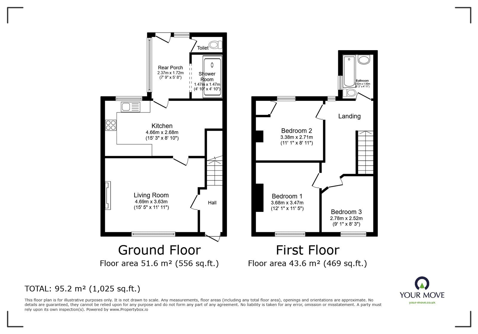 Floorplan of 3 bedroom Semi Detached House for sale, Mary Street, Kirkby-in-Ashfield, Nottinghamshire, NG17