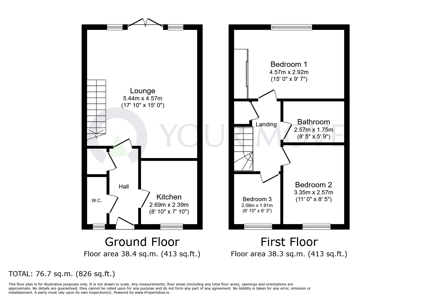 Floorplan of 3 bedroom Semi Detached House to rent, Rothwell Close, Sutton In Ashfield, NG17