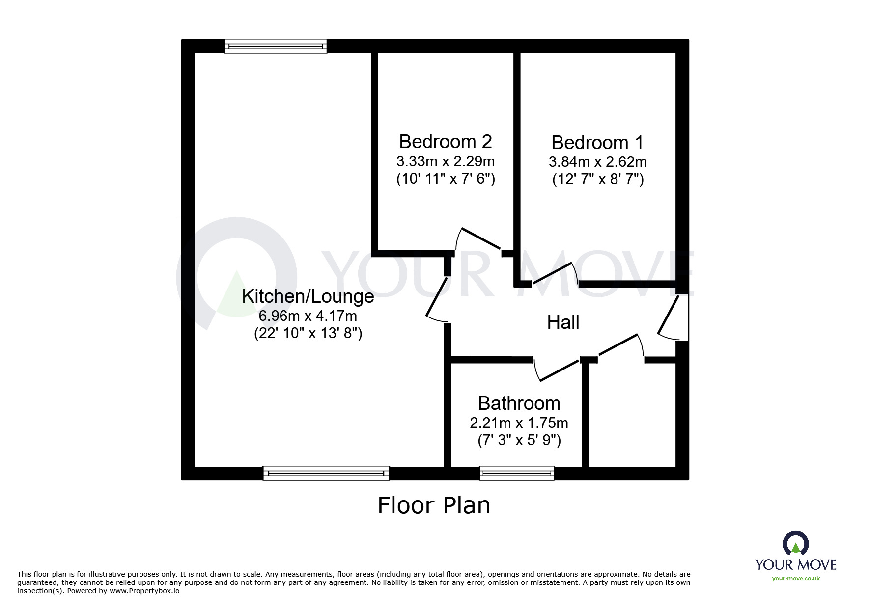 Floorplan of 2 bedroom  Flat to rent, Kirkby Hardwick, Sutton-in-Ashfield, Nottinghamshire, NG17