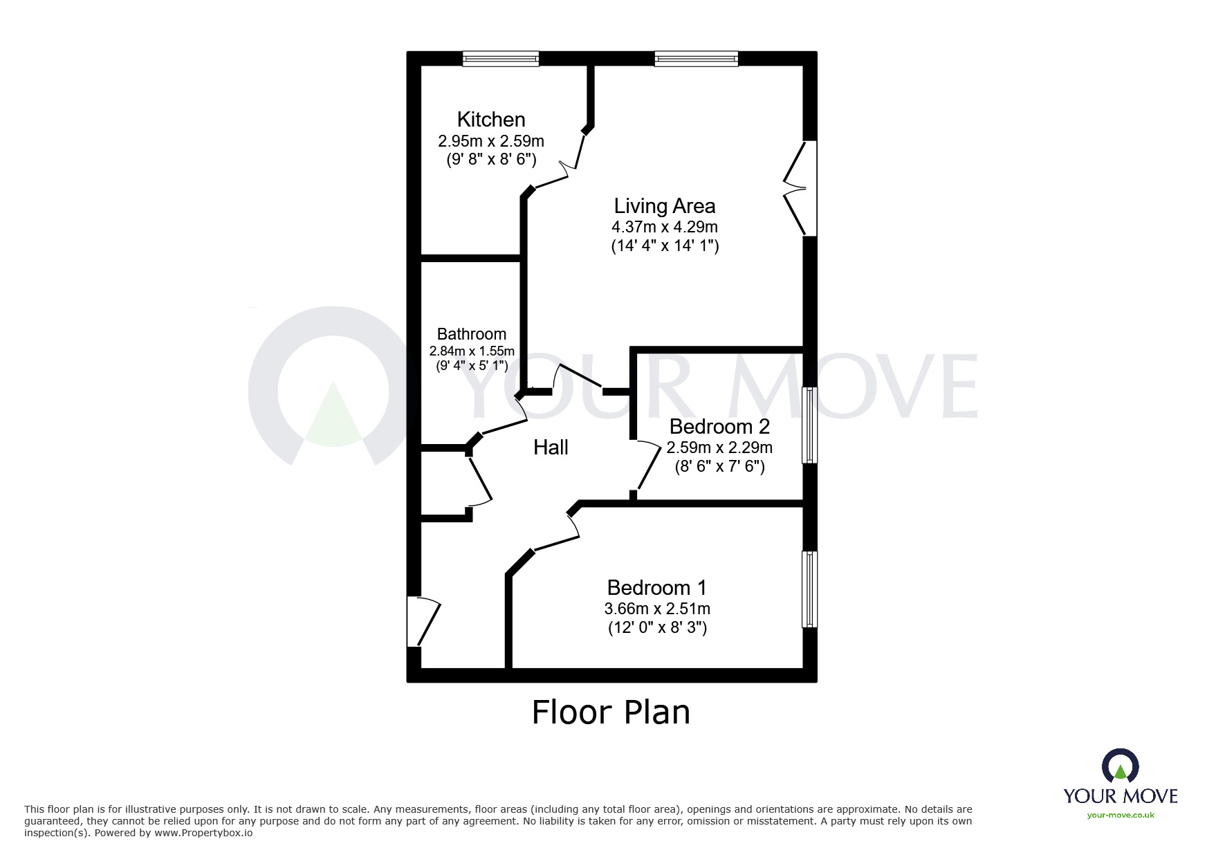 Floorplan of 2 bedroom  Flat to rent, Greenwood Gardens, Nottingham, Nottinghamshire, NG8