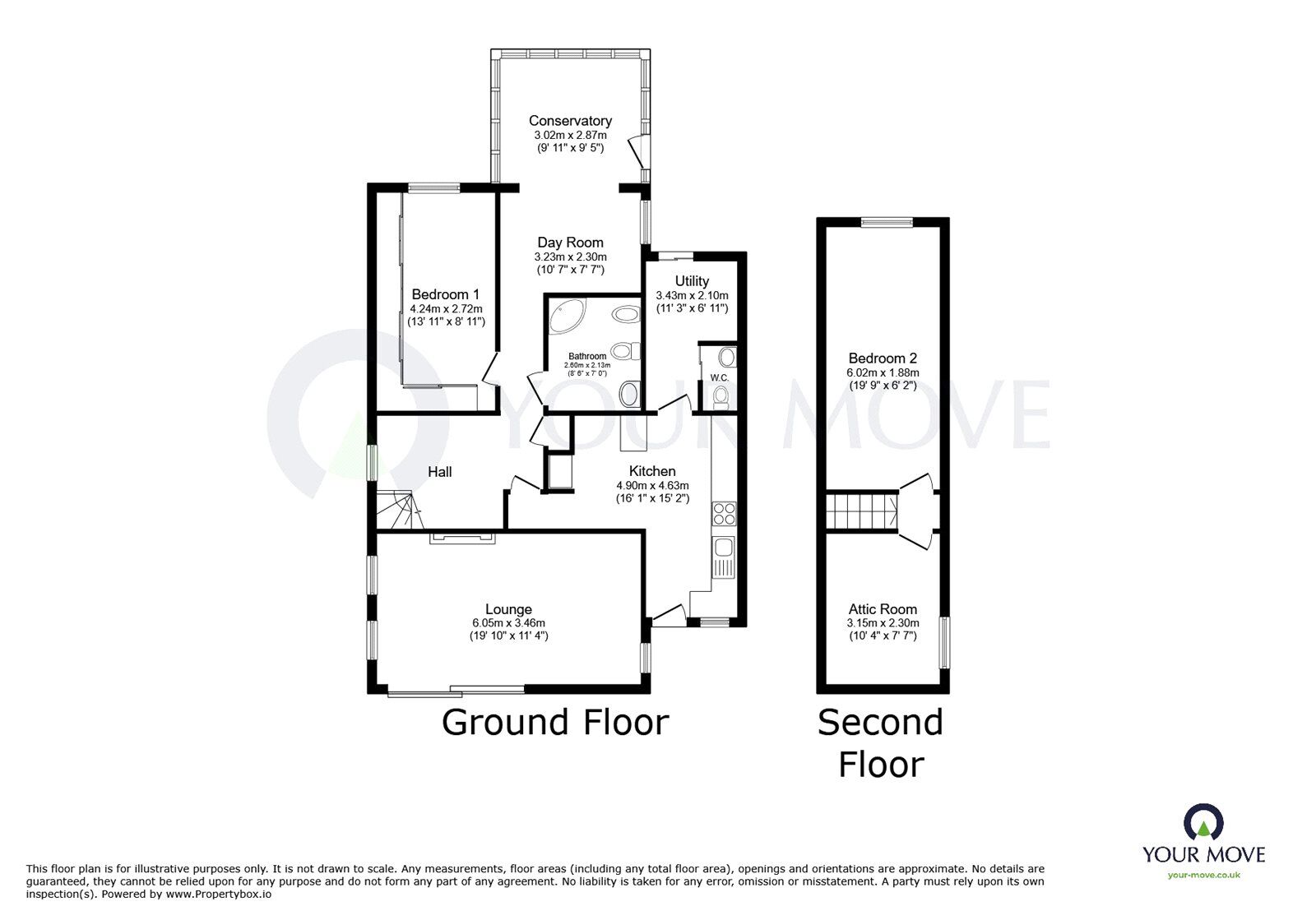 Floorplan of 2 bedroom Detached Bungalow for sale, Bourne Avenue, Kirkby-in-Ashfield, Nottinghamshire, NG17