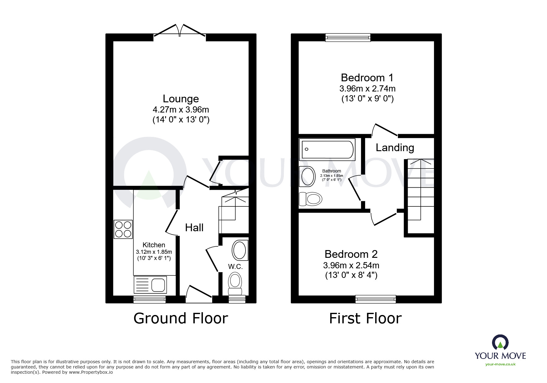 Floorplan of 2 bedroom End Terrace House for sale, Bingley Crescent, Kirkby-in-Ashfield, Nottinghamshire, NG17