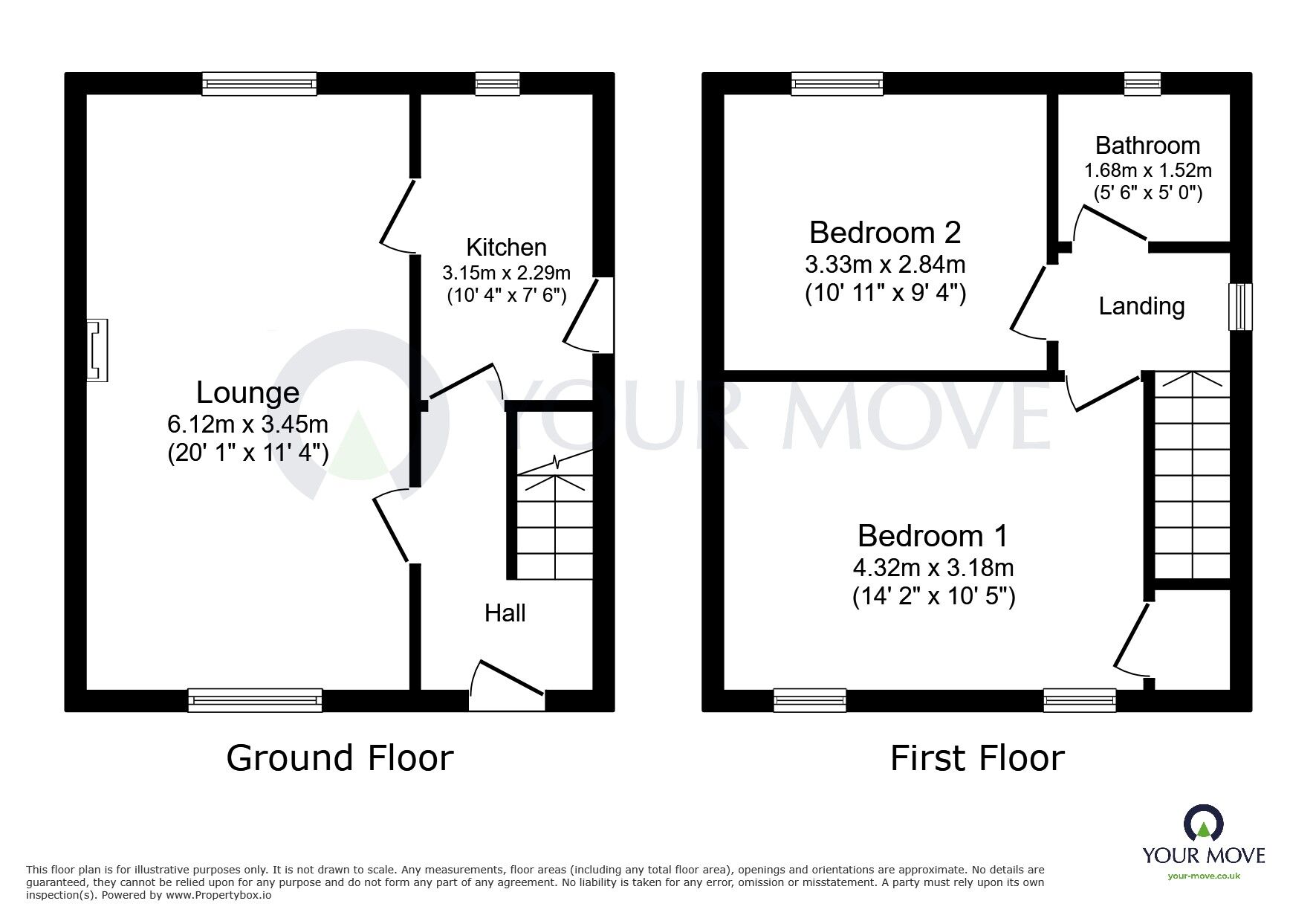 Floorplan of 2 bedroom Semi Detached House for sale, Thorn Grove, Hucknall, Nottinghamshire, NG15