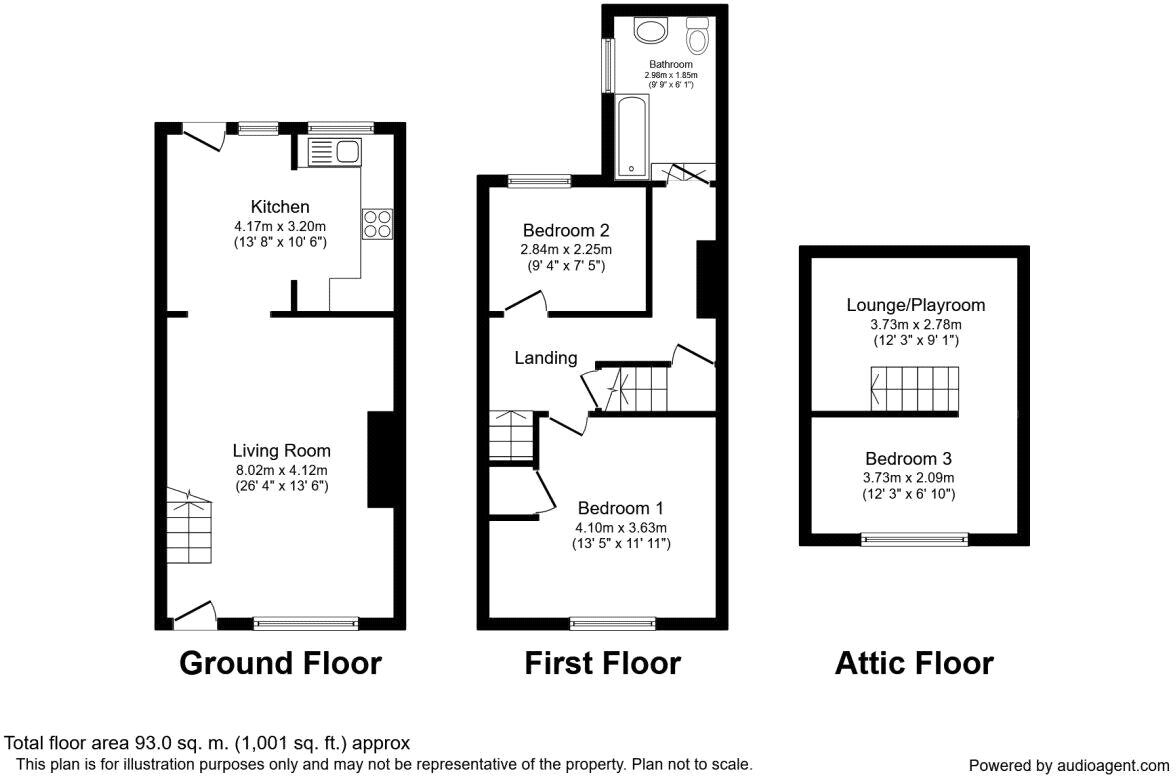 Floorplan of 3 bedroom Mid Terrace House for sale, Frederick Street, Worksop, Nottinghamshire, S80