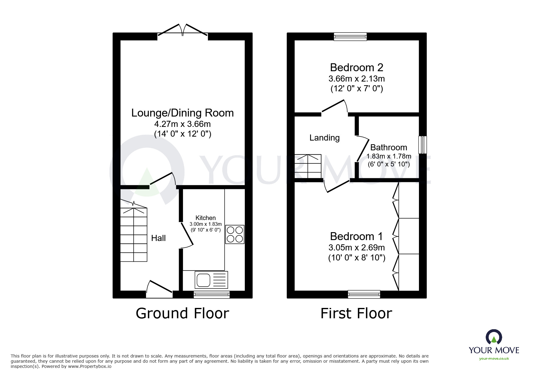 Floorplan of 2 bedroom End Terrace House for sale, Mowlands Close, Sutton-in-Ashfield, Nottinghamshire, NG17