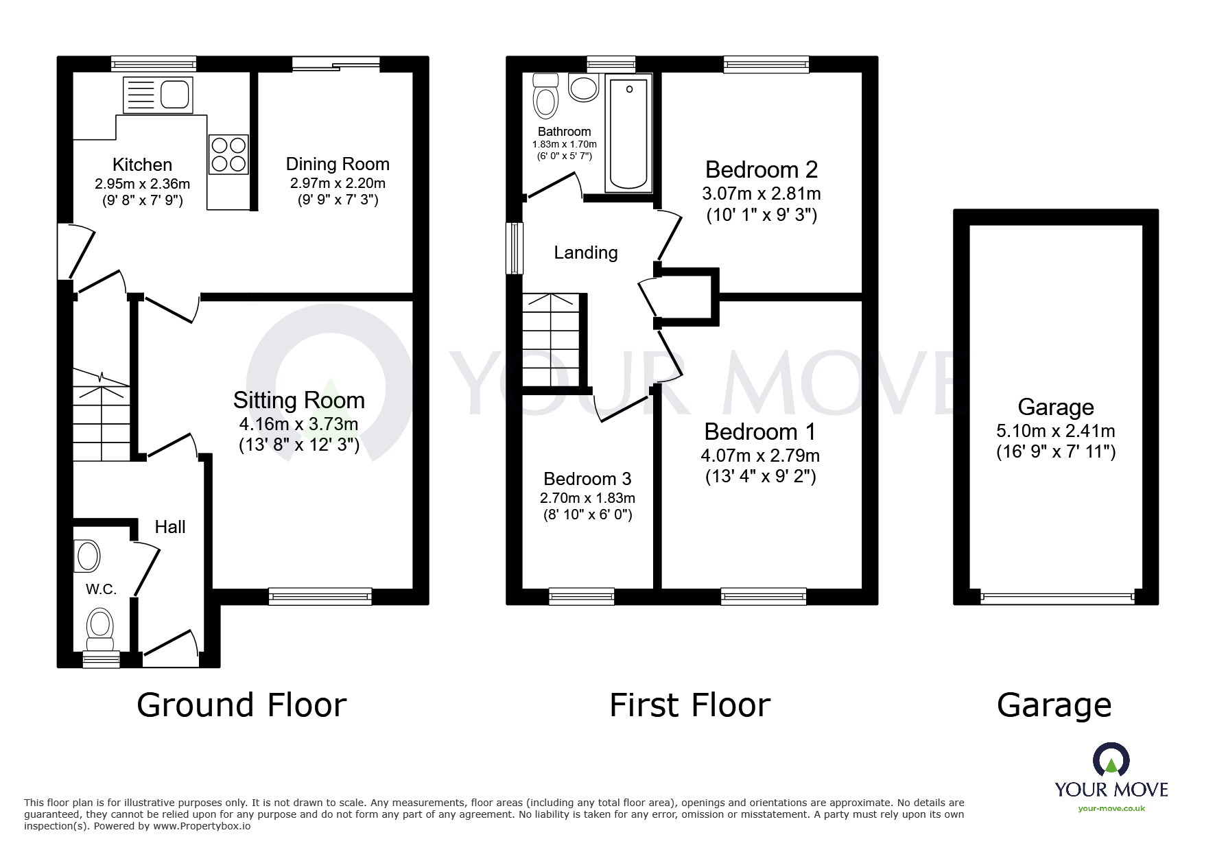 Floorplan of 3 bedroom Detached House to rent, Acorn View, Kirkby-in-Ashfield, Nottinghamshire, NG17