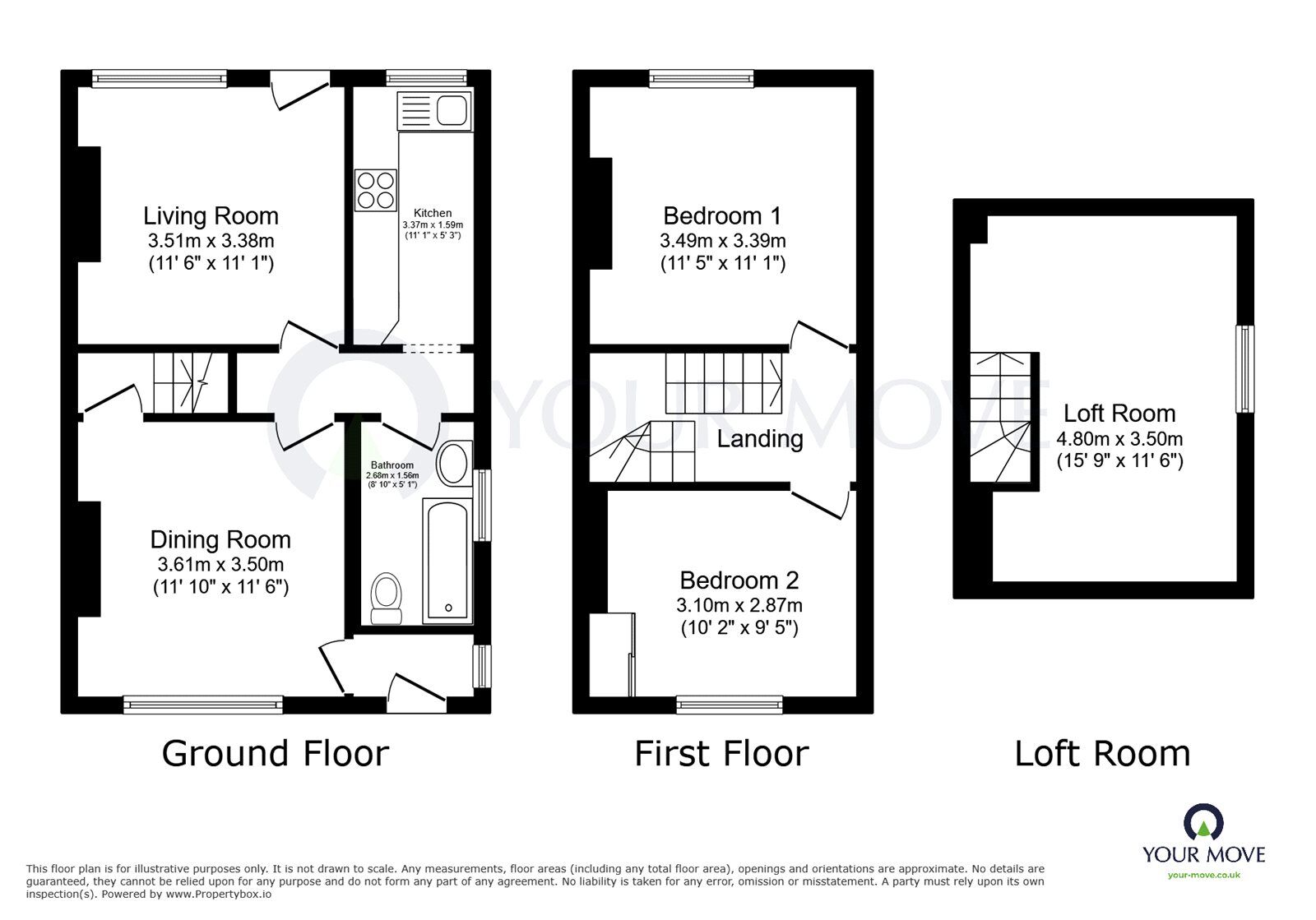 Floorplan of 3 bedroom End Terrace House for sale, Cookson Street, Kirkby-in-Ashfield, Nottinghamshire, NG17