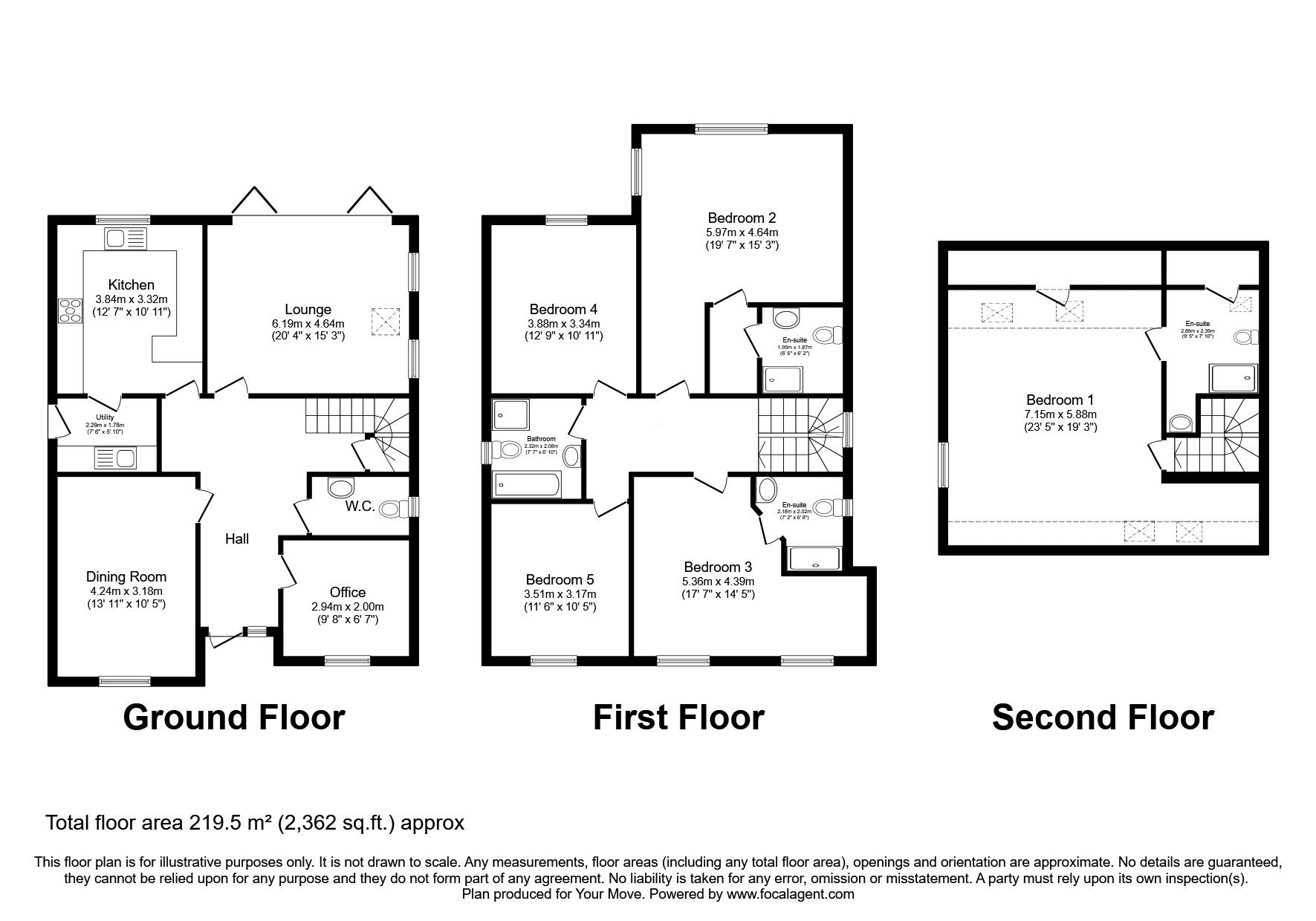 Floorplan of 5 bedroom Detached House for sale, Derby Road, Kirkby-in-Ashfield, Nottinghamshire, NG17