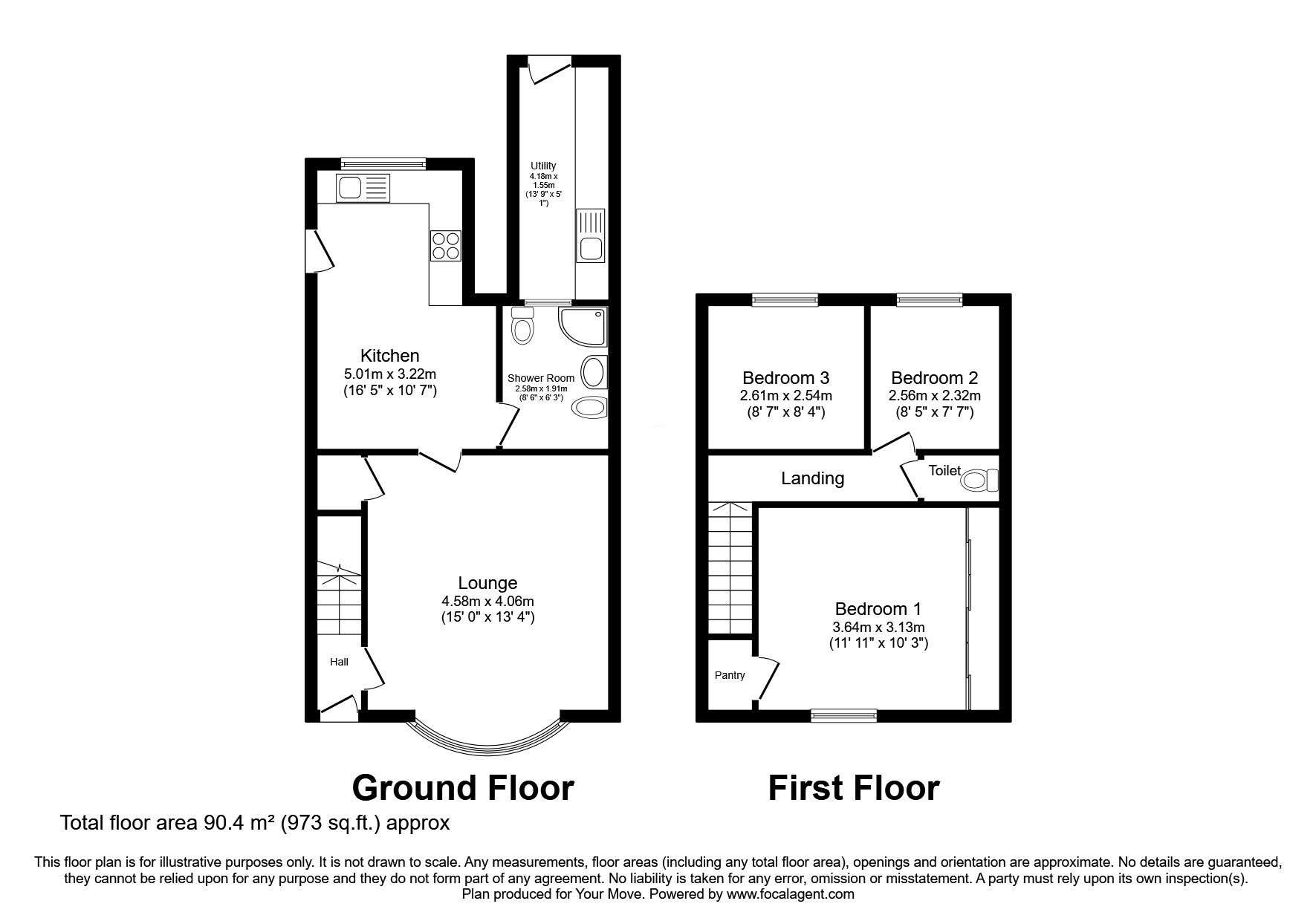 Floorplan of 3 bedroom Semi Detached House for sale, Lindleys Lane, Kirkby-in-Ashfield, Nottinghamshire, NG17