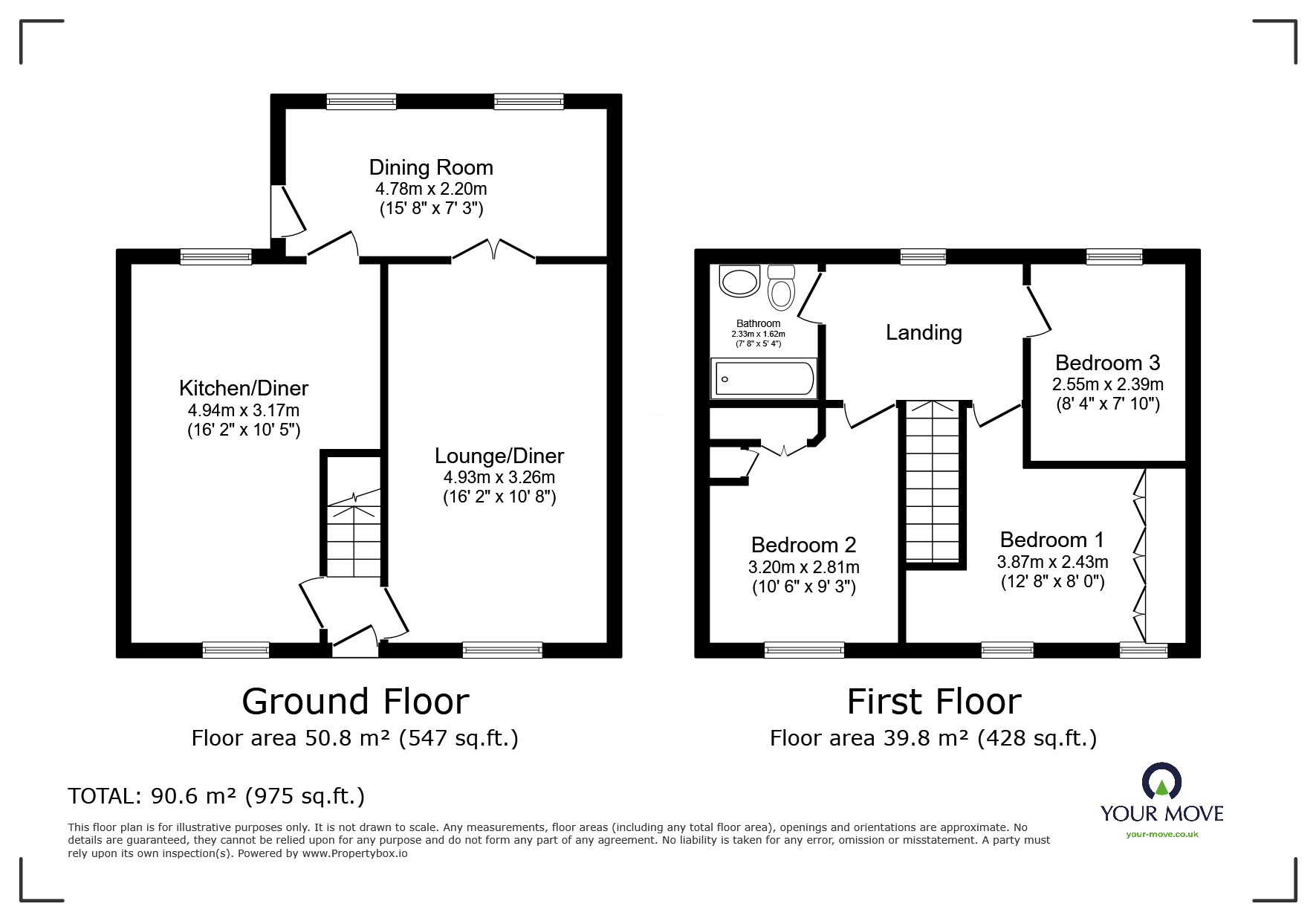 Floorplan of 3 bedroom End Terrace House for sale, Abbey Road, Newstead Village, Nottinghamshire, NG15