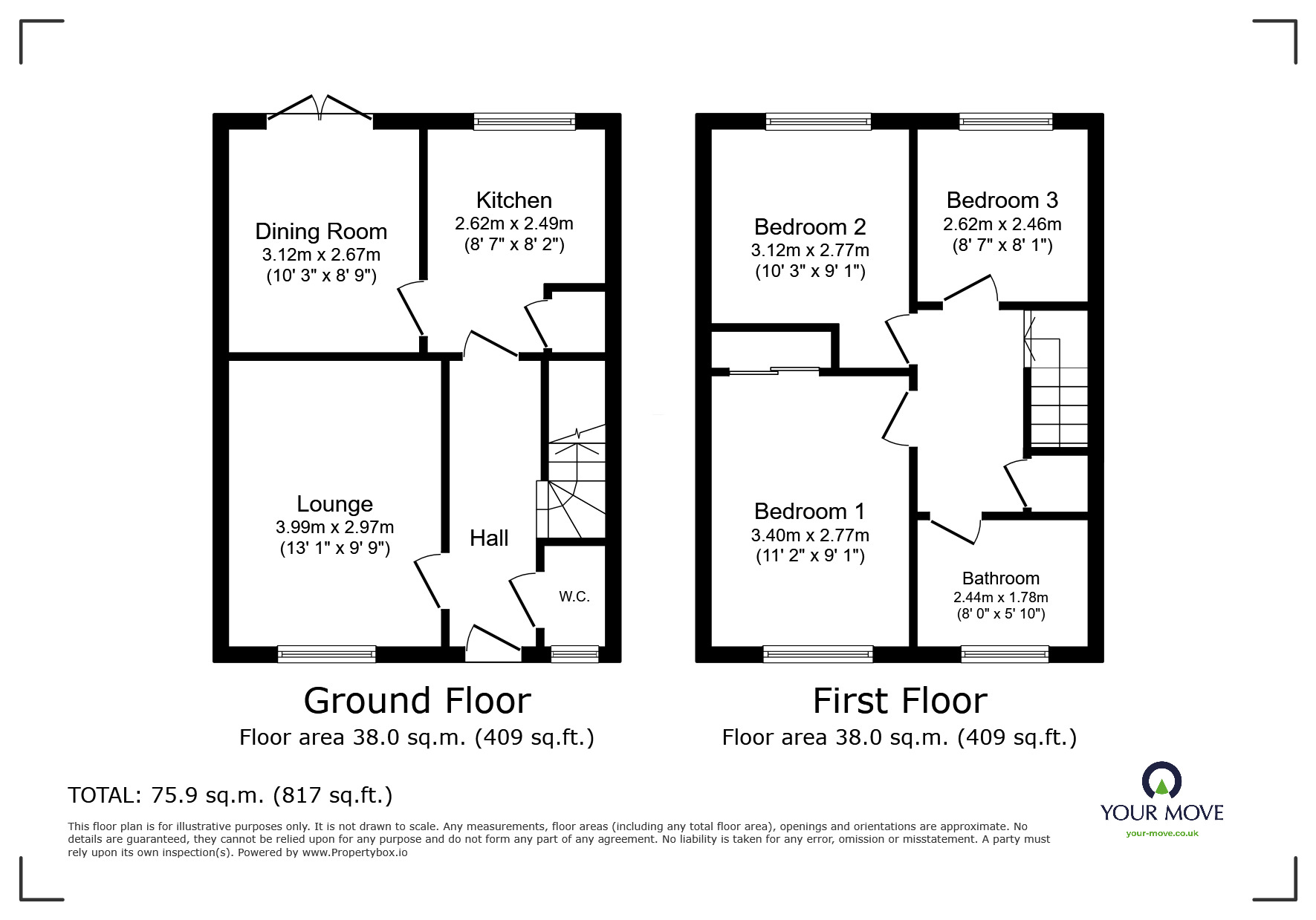 Floorplan of 3 bedroom Semi Detached House to rent, Butterworth Road, Sutton In Ashfield, Nottingham, NG17