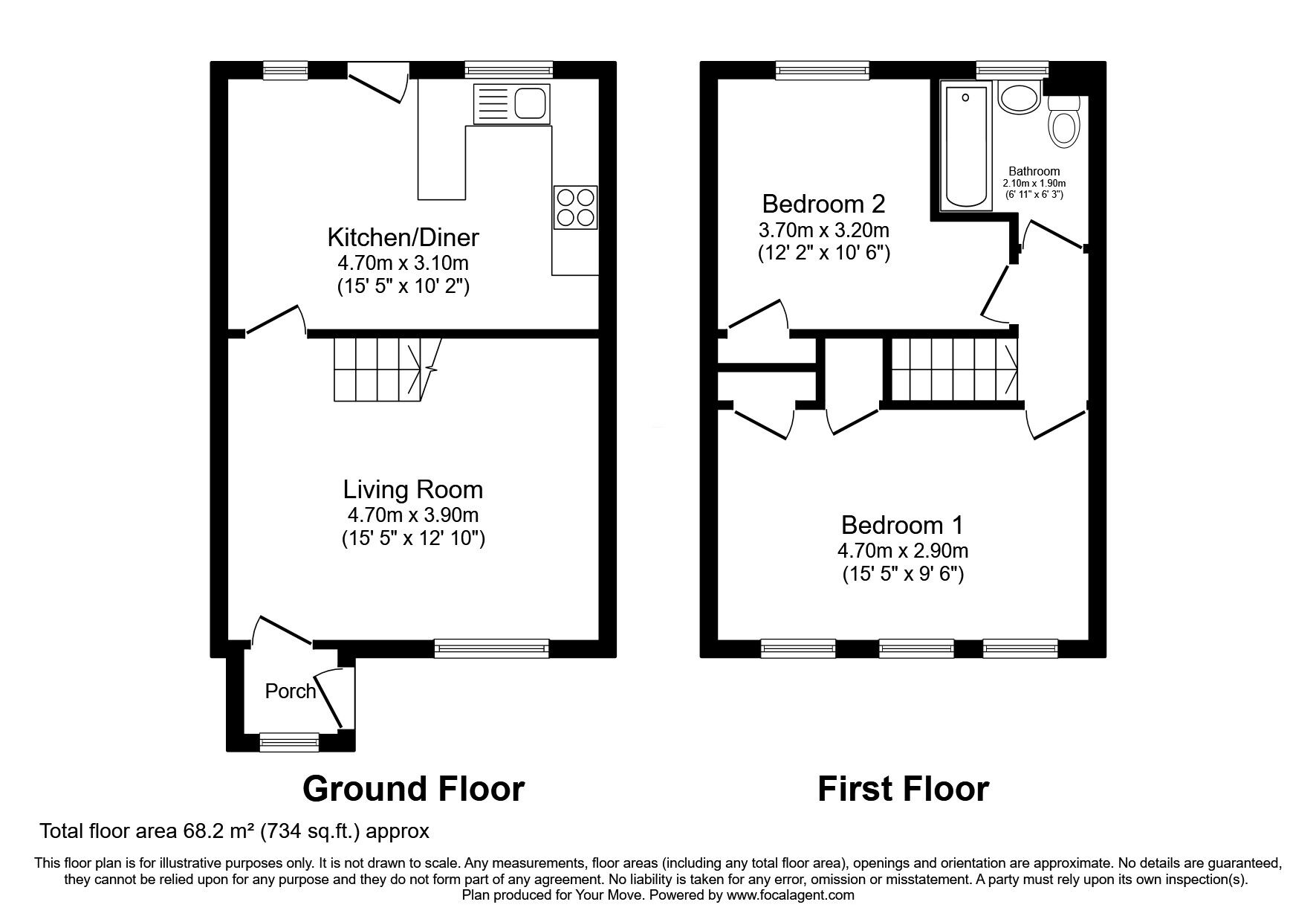 Floorplan of 2 bedroom Mid Terrace House for sale, Greenloanings, Kirkcaldy, KY2