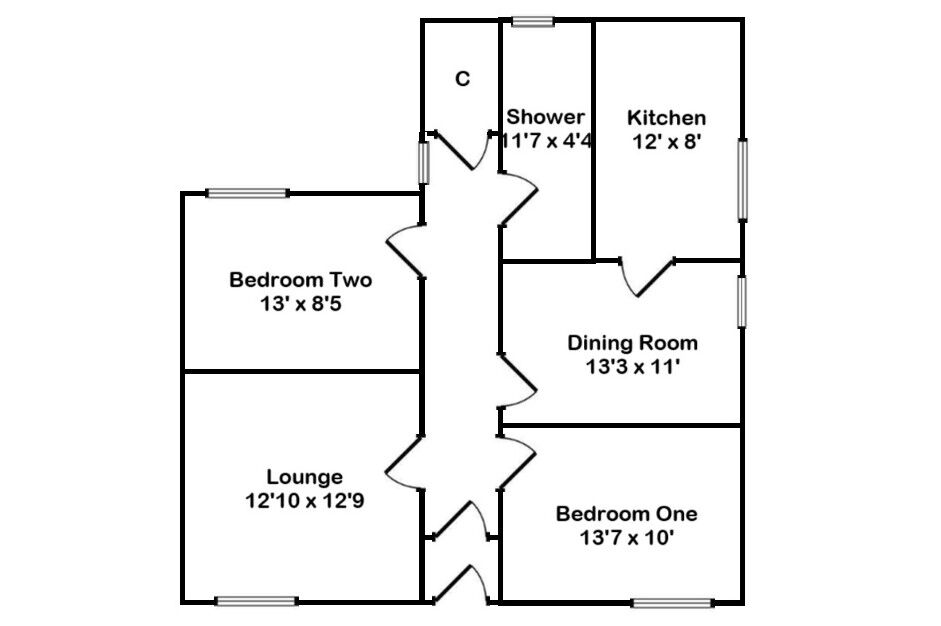 Floorplan of 3 bedroom  Flat for sale, Hyndford Road, Lanark, South Lanarkshire, ML11