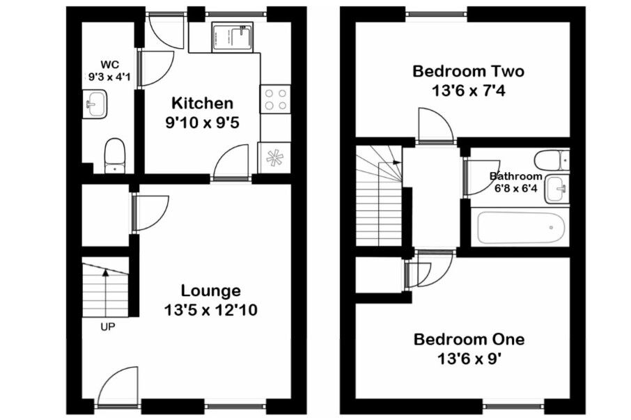 Floorplan of 2 bedroom Mid Terrace House for sale, Caledonian Crescent, Law, South Lanarkshire, ML8