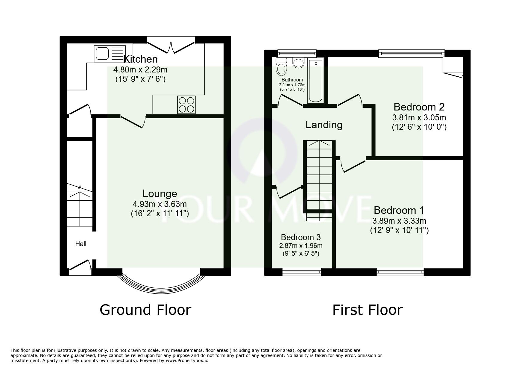 Floorplan of 3 bedroom Mid Terrace House for sale, The Crossway, Braunstone, Leicestershire, LE3