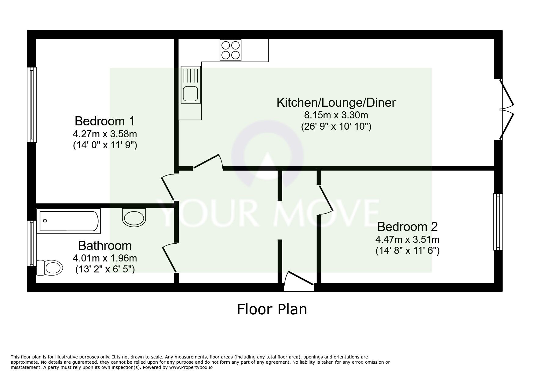 Floorplan of 2 bedroom  Flat for sale, Lower Lee Street, Leicester, Leicestershire, LE1