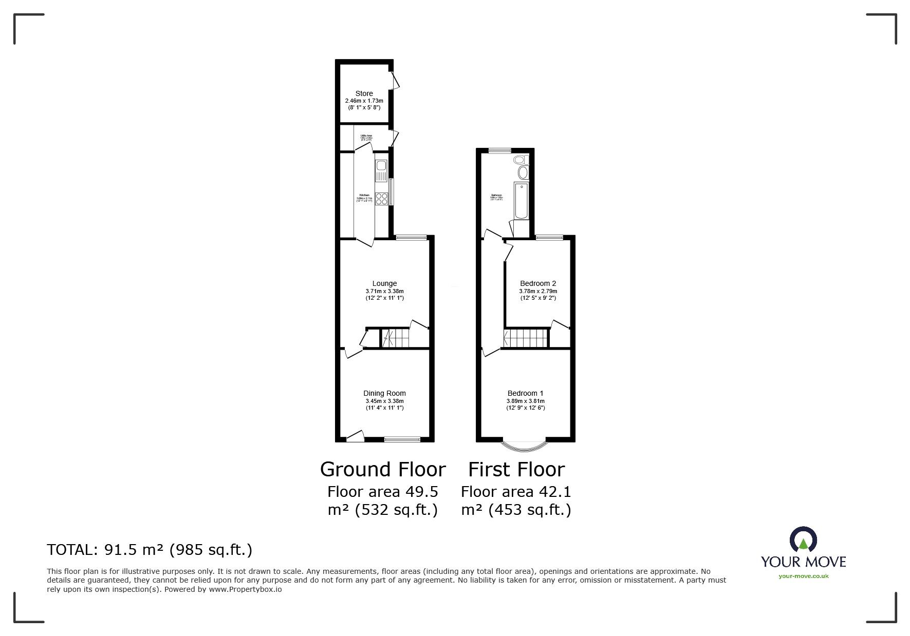 Floorplan of 2 bedroom Mid Terrace House for sale, Mountcastle Road, Leicester, Leicestershire, LE3