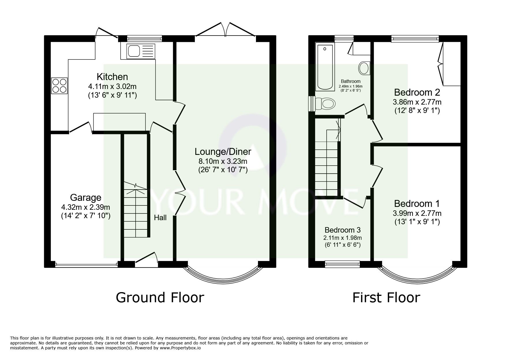 Floorplan of 3 bedroom Semi Detached House for sale, Henley Crescent, Leicester, Leicestershire, LE3