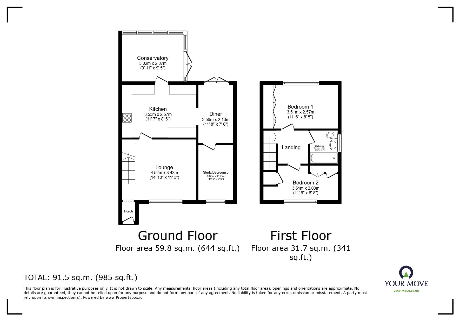 Floorplan of 2 bedroom Semi Detached House for sale, Warren Drive, Leicester, Leicestershire, LE4