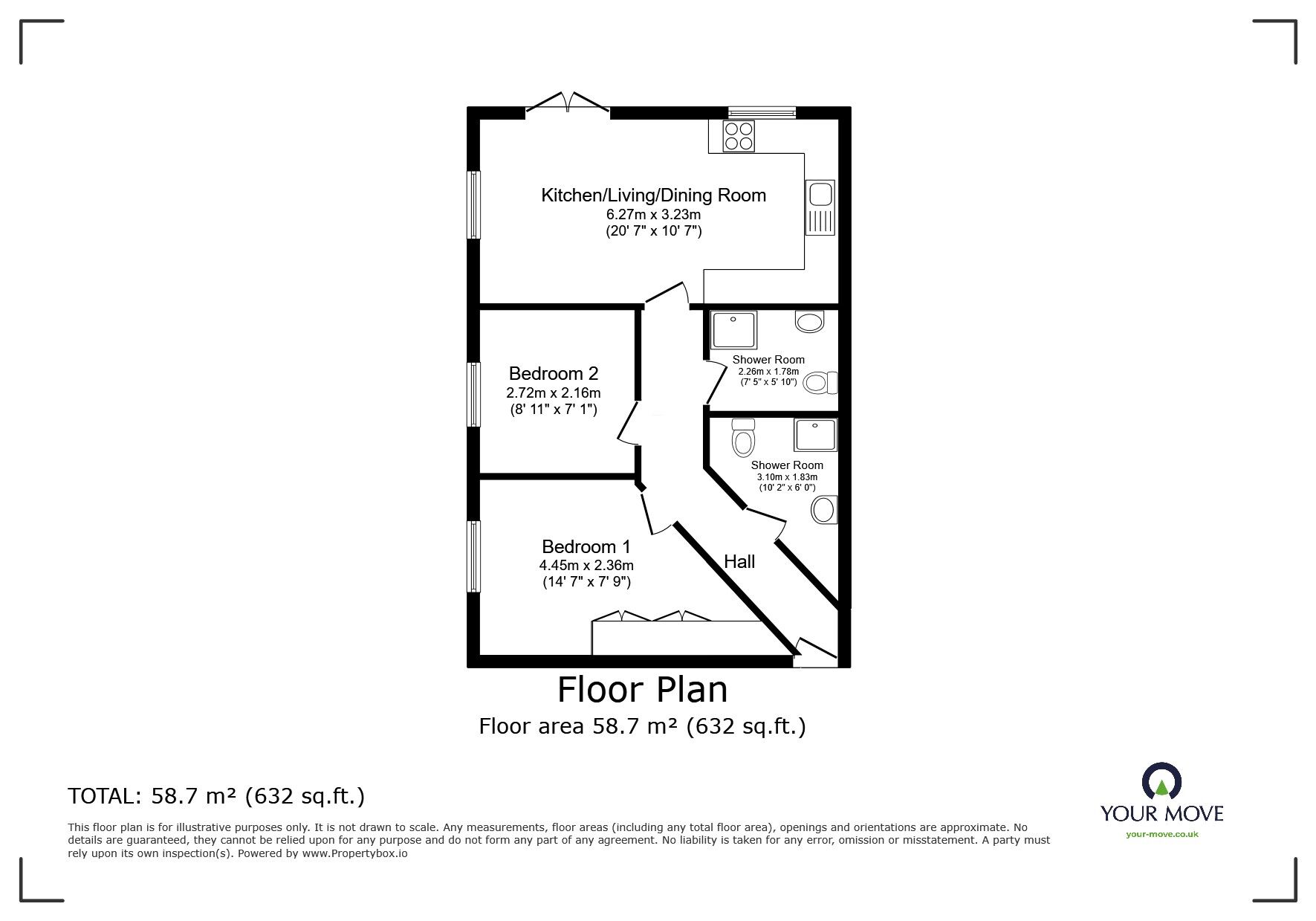 Floorplan of 2 bedroom  House for sale, Pavilion Close, Leicester, Leicestershire, LE2