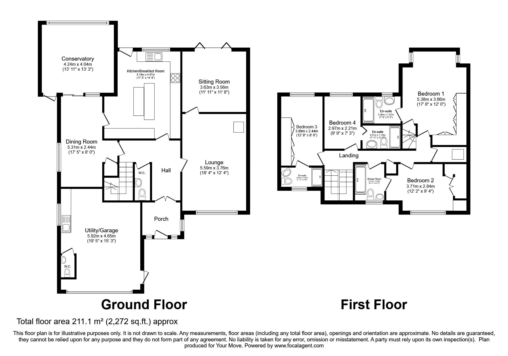 Floorplan of 4 bedroom Detached House for sale, Windrush Drive, Oadby, Leicestershire, LE2