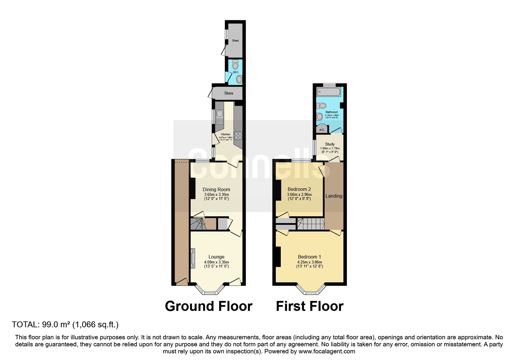 Floorplan of 2 bedroom Mid Terrace House for sale, Bisley Street, Leicester, Leicestershire, LE3