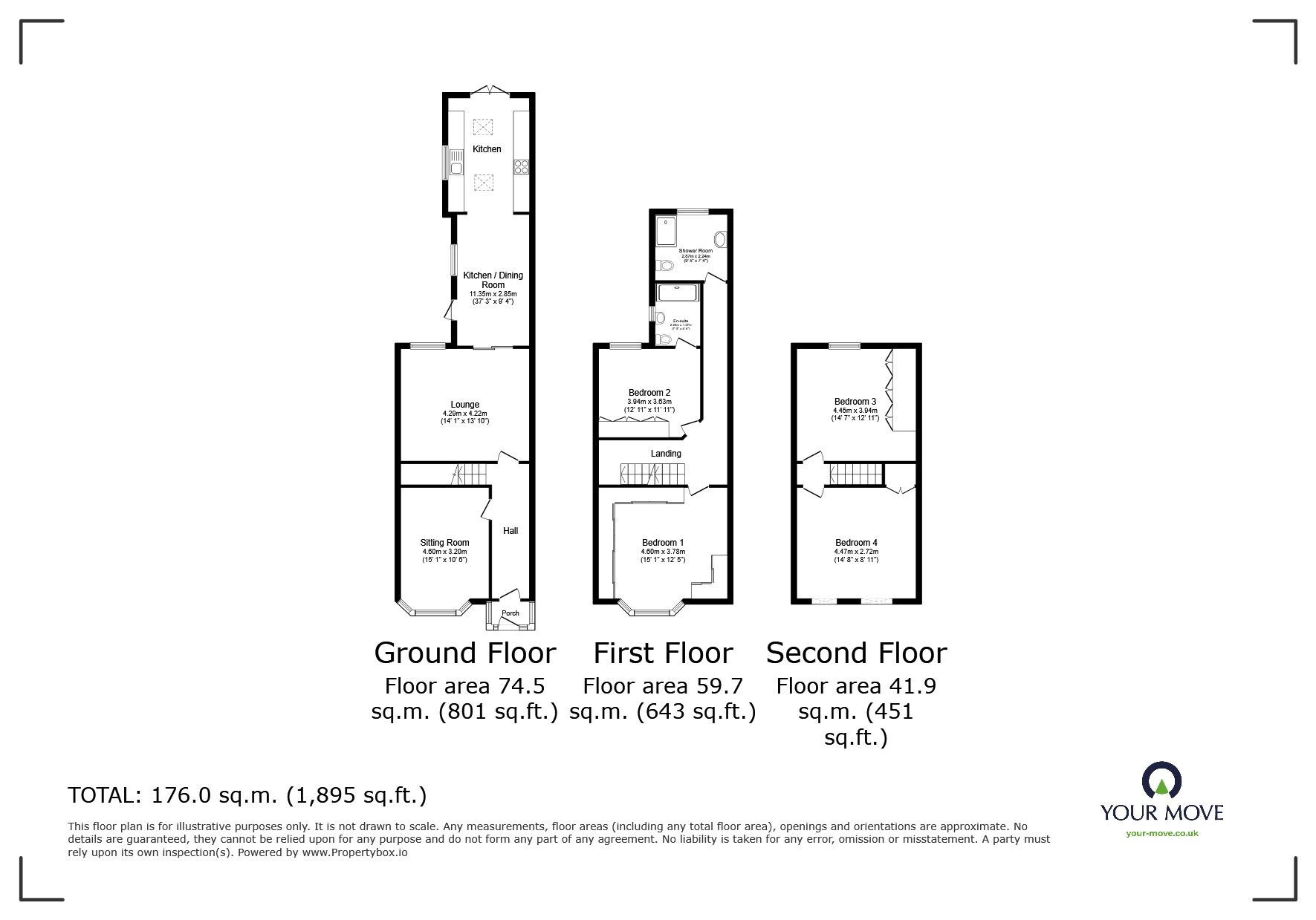 Floorplan of 4 bedroom Mid Terrace House for sale, Baden Road, Leicester, Leicestershire, LE5