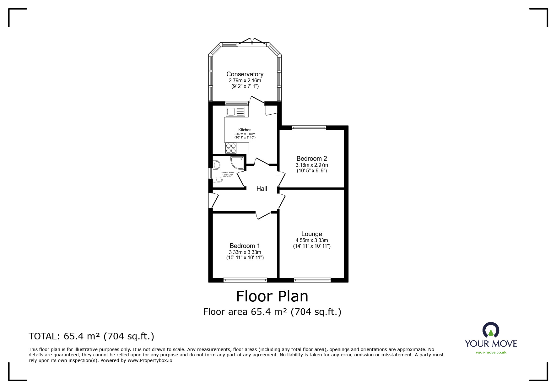 Floorplan of 2 bedroom Semi Detached Bungalow for sale, Middlefield Road, Cossington, Leicestershire, LE7