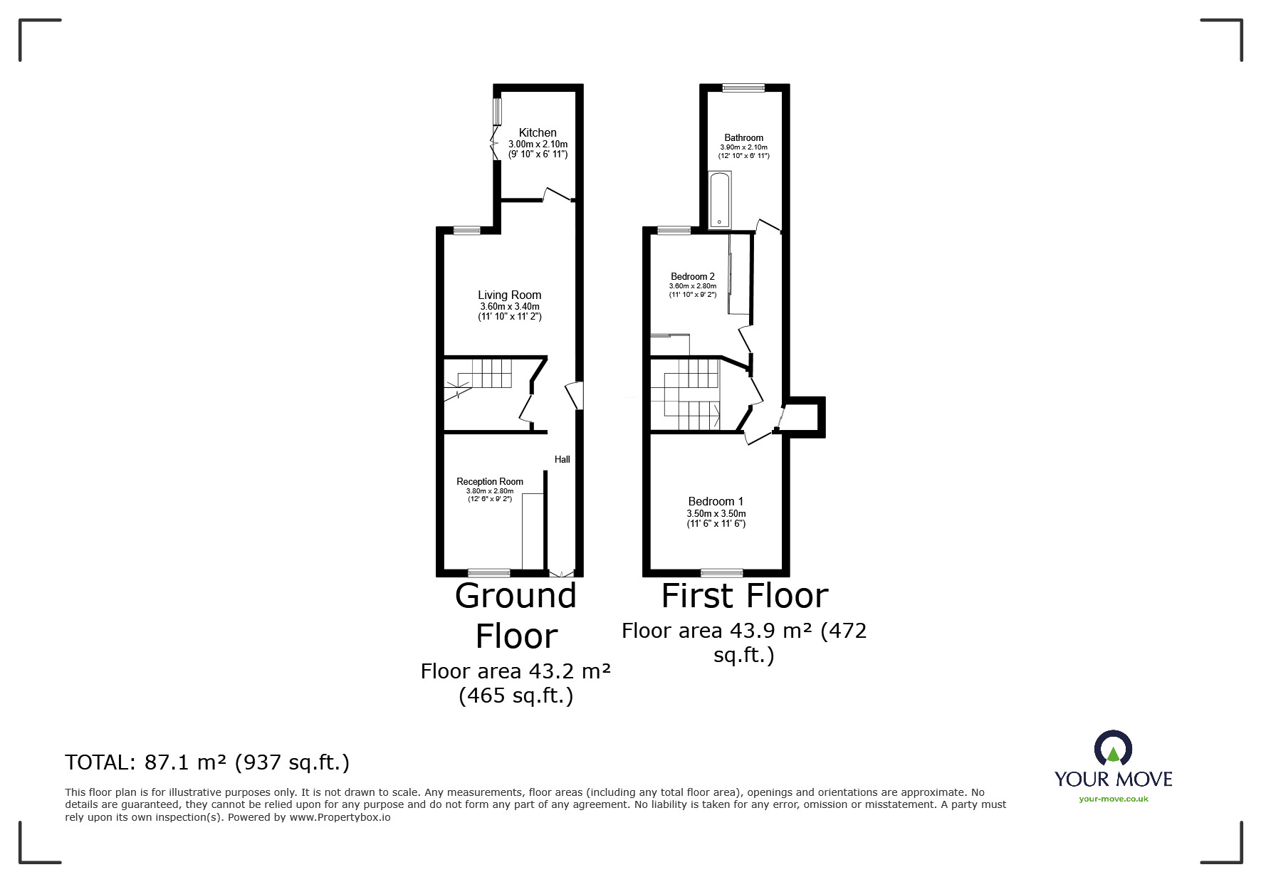 Floorplan of 2 bedroom Mid Terrace House to rent, Browning Street, Leicester, Leicestershire, LE3