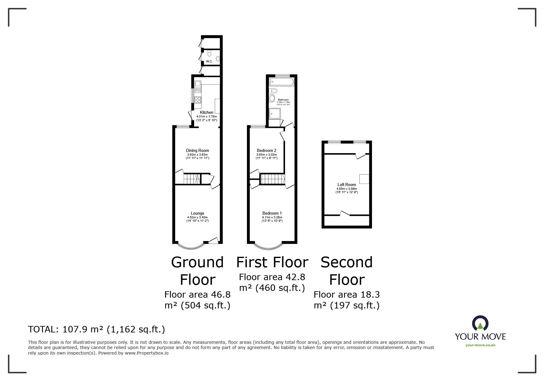 Floorplan of 2 bedroom Mid Terrace House for sale, Ivy Road, Leicester, Leicestershire, LE3