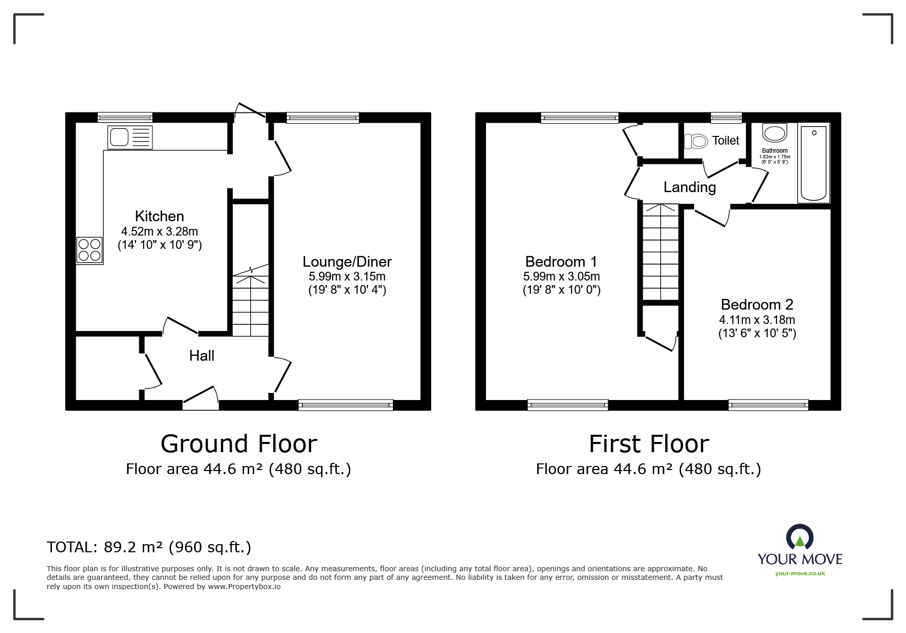 Floorplan of 2 bedroom End Terrace House for sale, Winchendon Close, Leicester, Leicestershire, LE5