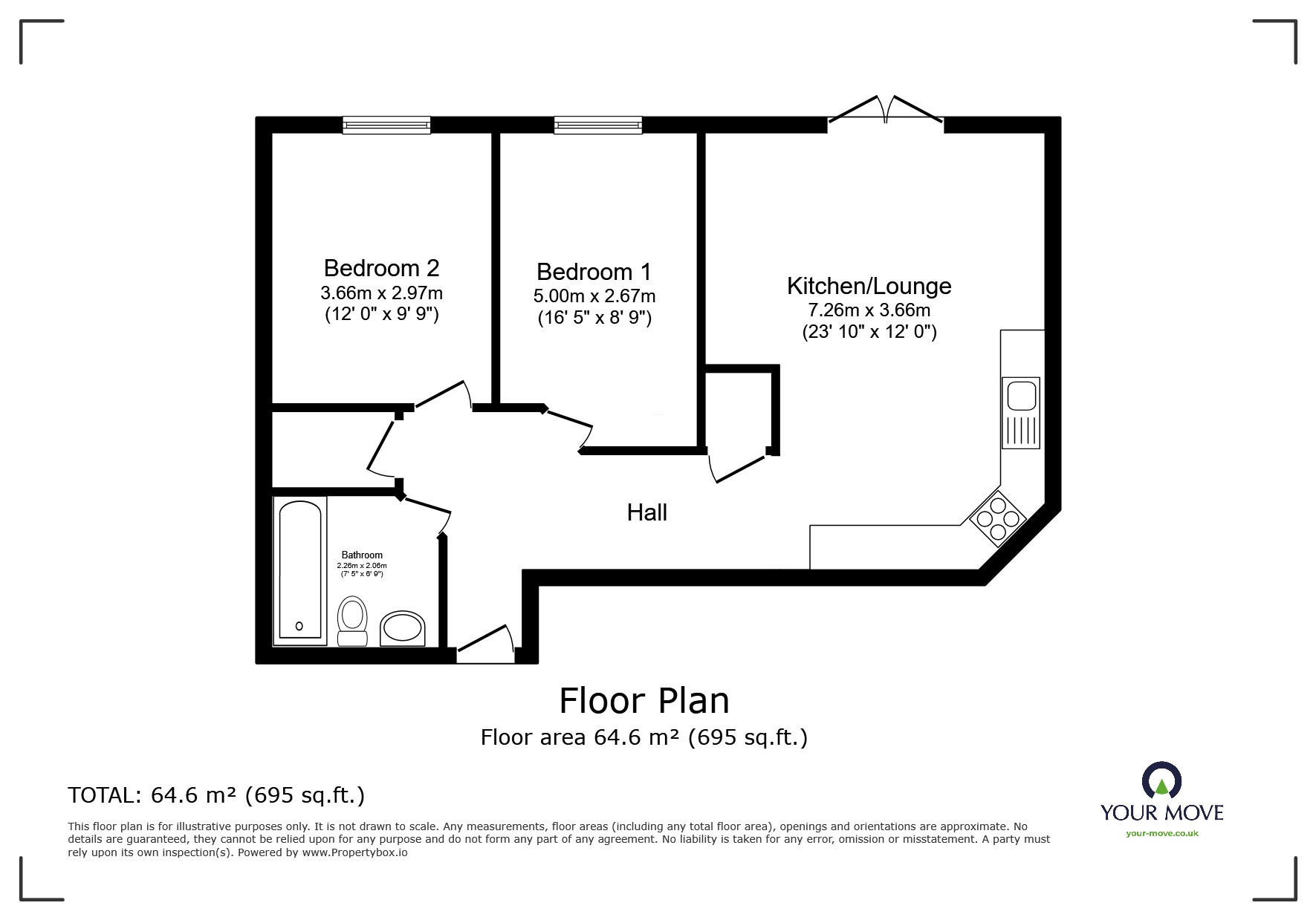 Floorplan of 2 bedroom  Flat for sale, Sanvey Gate, Leicester, Leicestershire, LE1