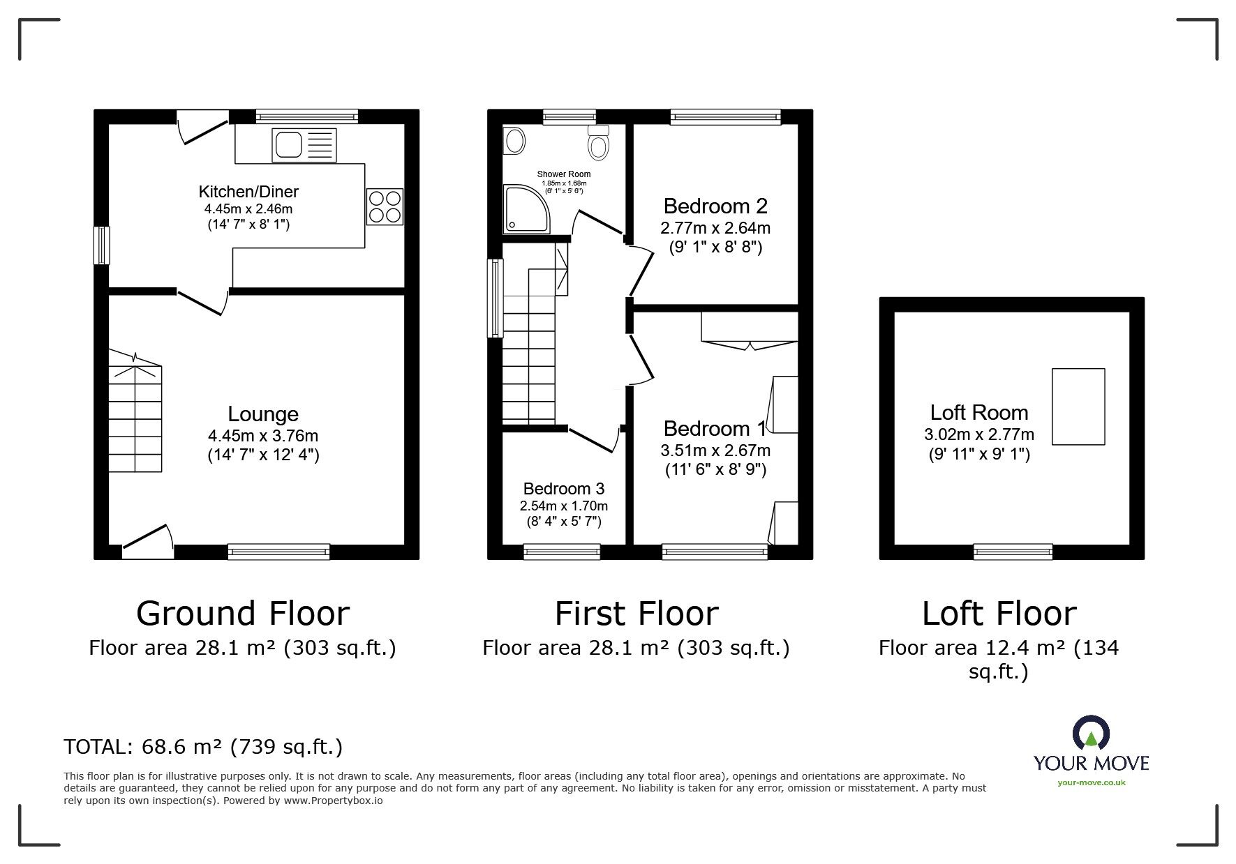 Floorplan of 3 bedroom Semi Detached House for sale, Halifax Drive, Leicester, Leicestershire, LE4