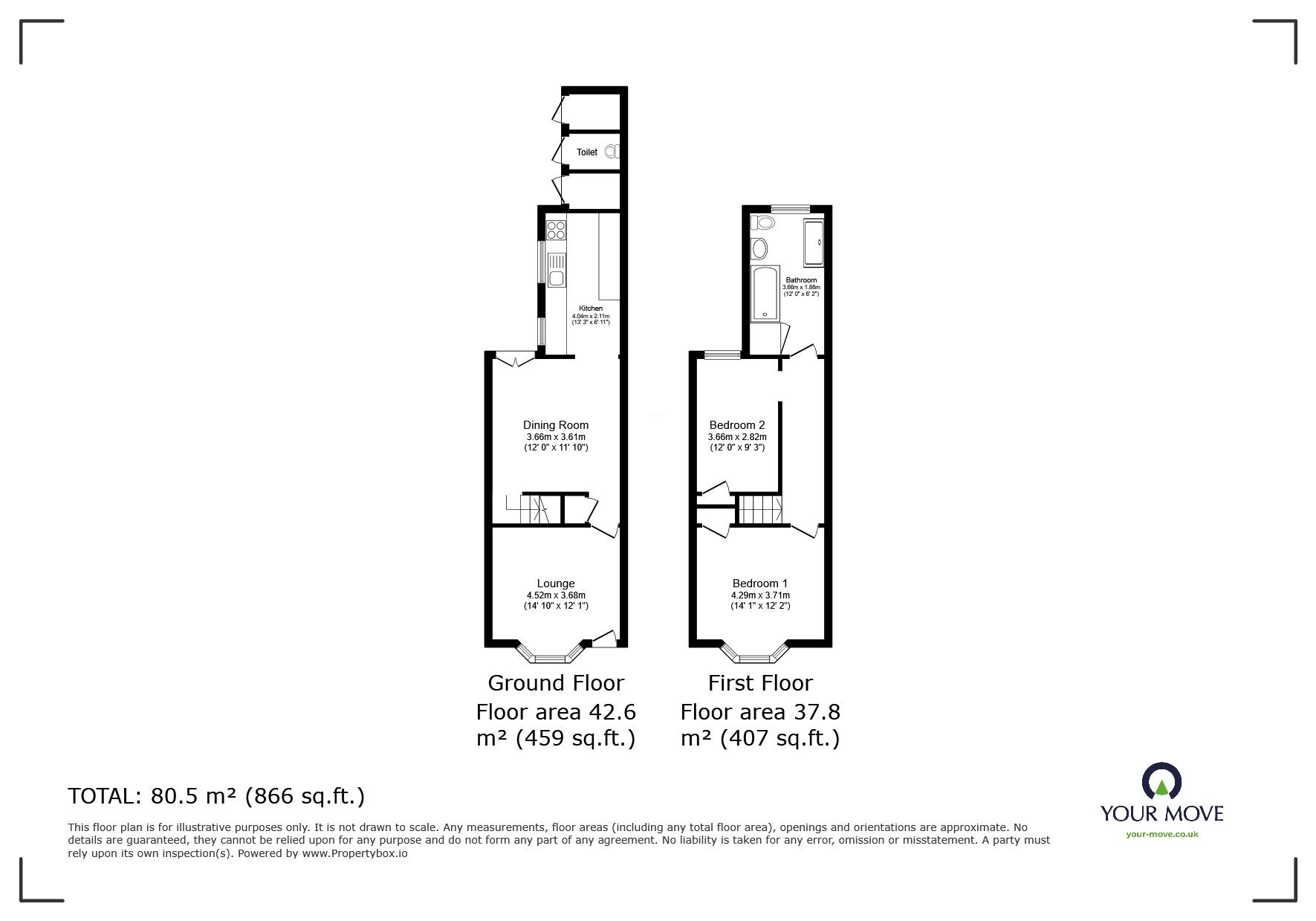 Floorplan of 2 bedroom Mid Terrace House for sale, Narborough Road, Leicester, Leicestershire, LE3