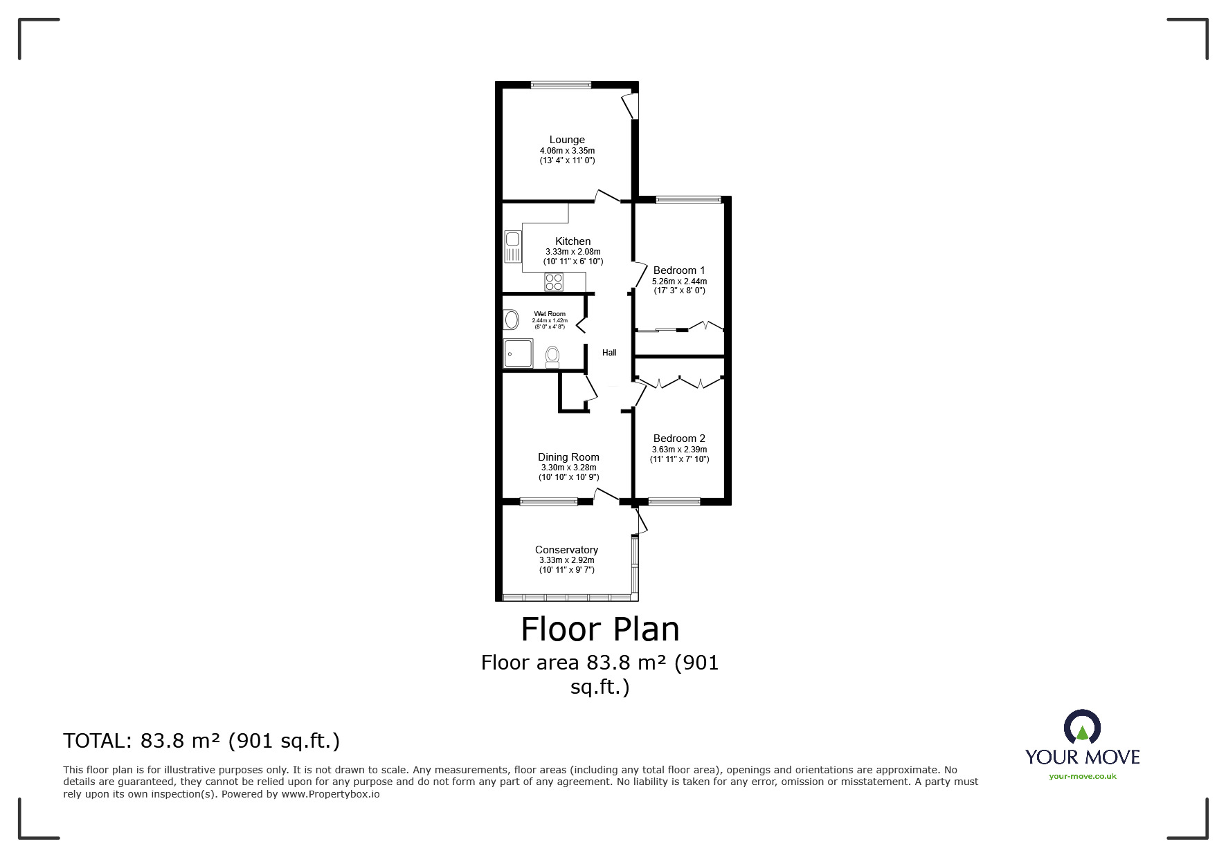 Floorplan of 2 bedroom Detached Bungalow for sale, Hardie Crescent, Leicester, Leicestershire, LE3