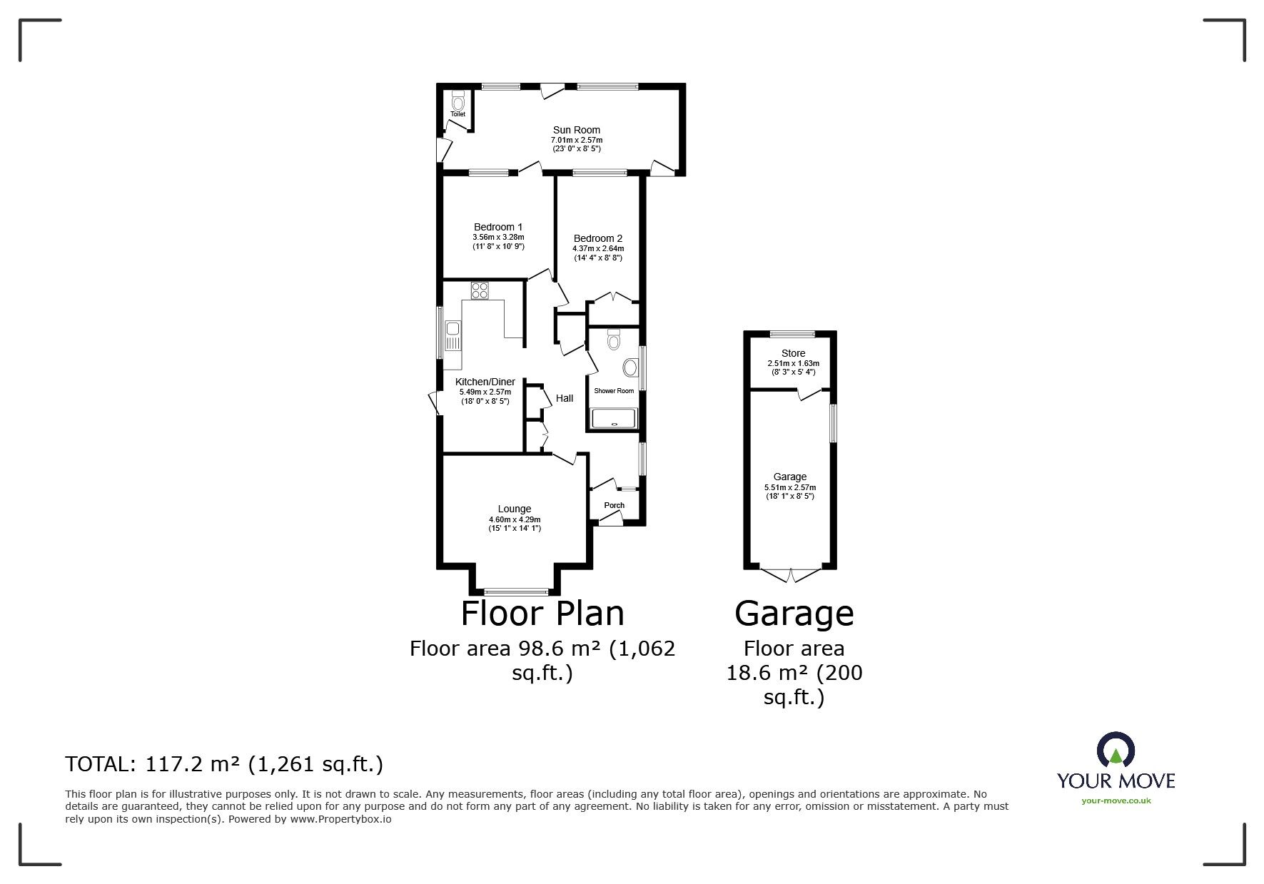 Floorplan of 2 bedroom Detached Bungalow for sale, Frampton Avenue, Leicester, Leicestershire, LE3